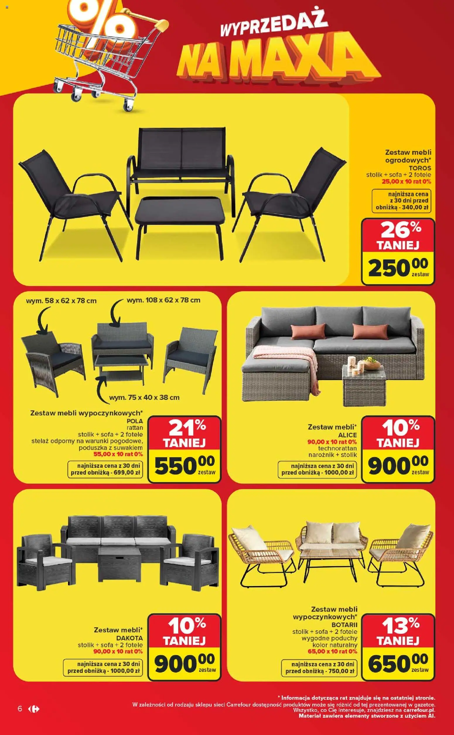 Carrefour gazetka - Wyprzedaż na maxa od 06.07.2026 | Strona: 6 | Produkty: Poduszka, Sofa