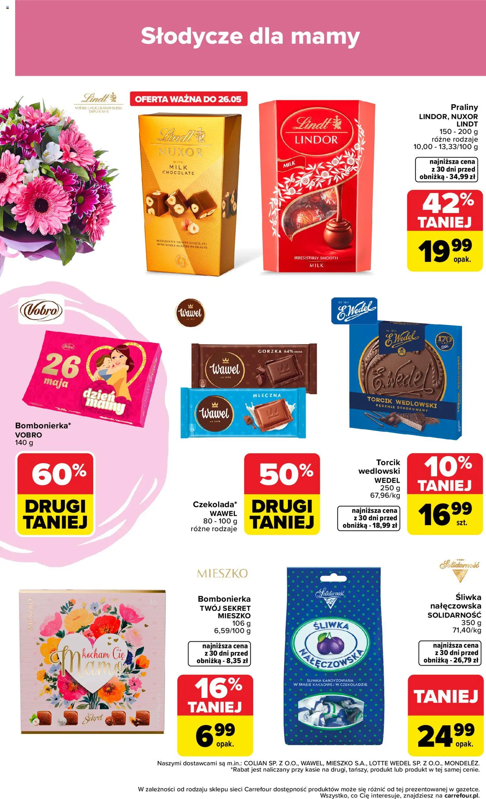 Carrefour gazetka - Dzień Mamy od 18.05.2026 | Strona: 2 | Produkty: Słodycze, Praliny, Bombonierka, Torcik wedlowski