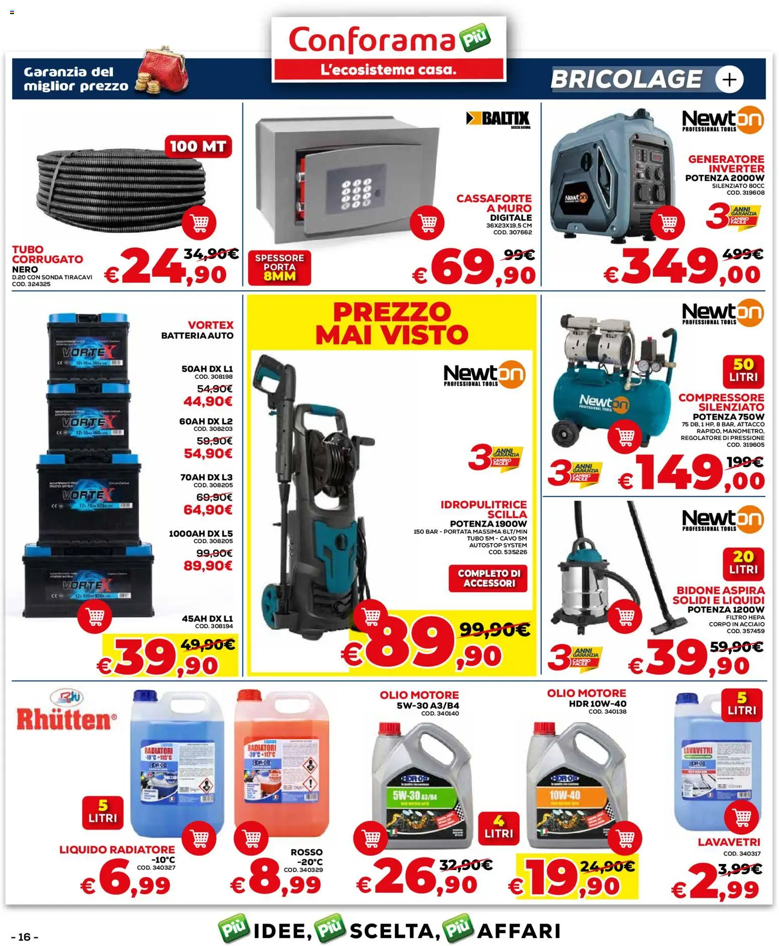 Volantino Conforama del 04.06.2026 | Pagina: 16 | Prodotti: Olio motore, Compressore, Cavo, Batteria