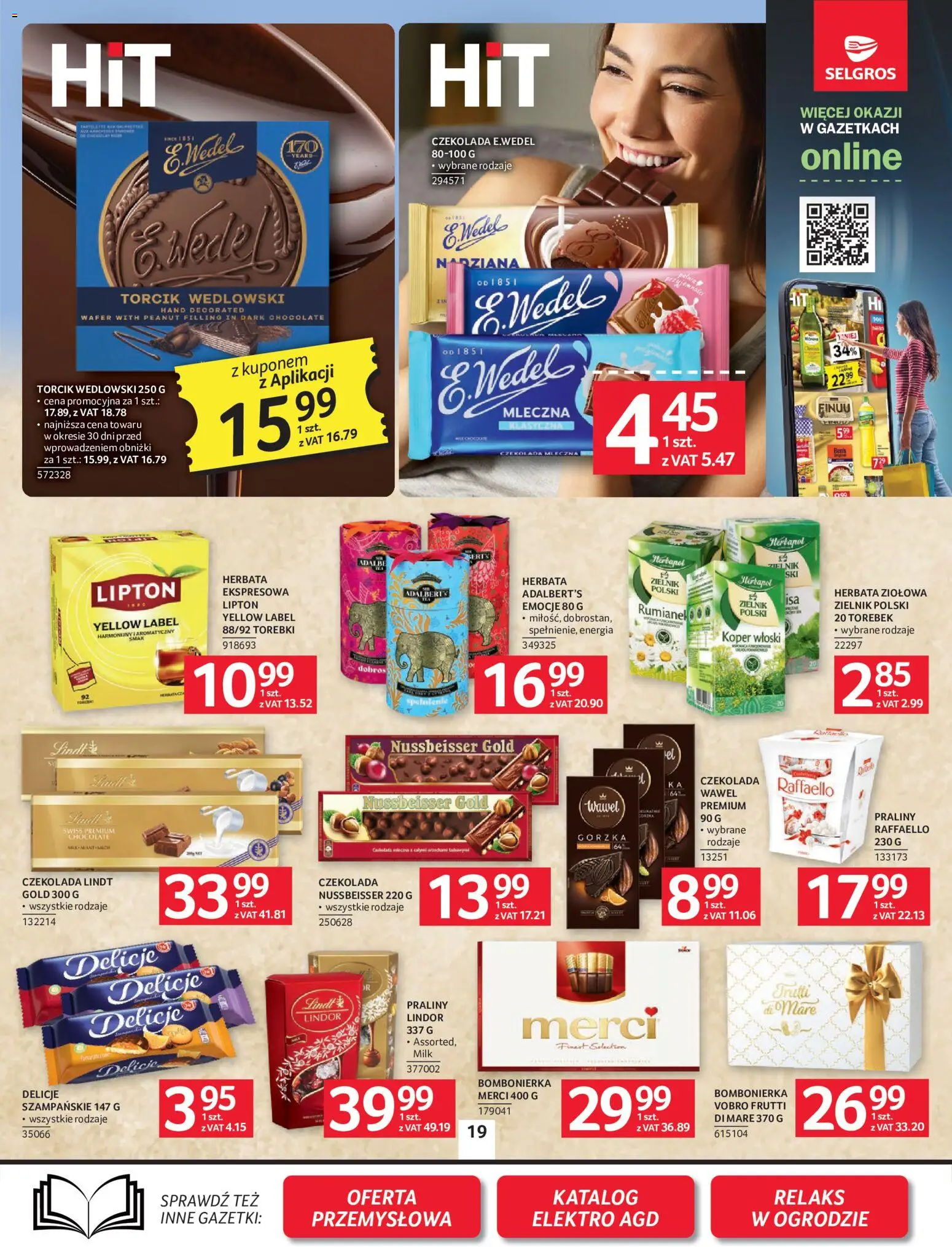 Selgros cash&carry gazetka od 07.05.2026 | Strona: 19 | Produkty: Czekolada lindt, Praliny, Czekolada, Torcik wedlowski