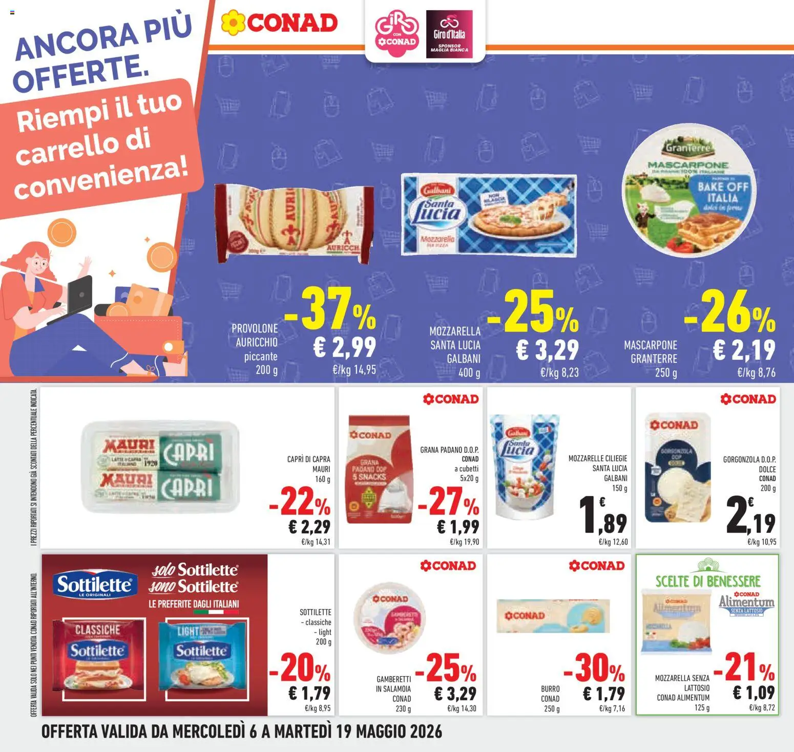 Volantino Conad del 06.05.2026 | Pagina: 30 | Prodotti: Provolone, Mozzarella, Gorgonzola, Gamberetti