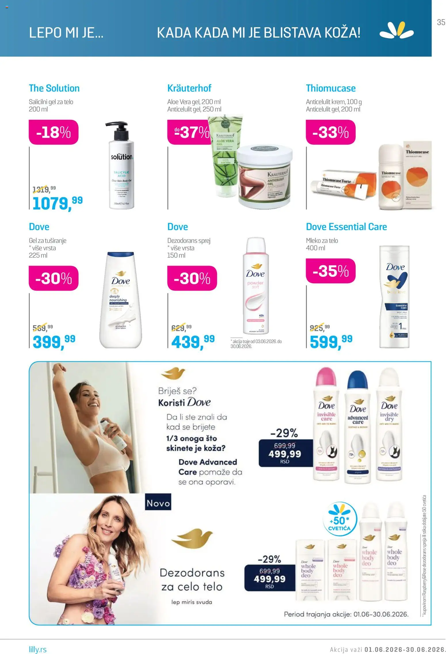 Lilly drogerie katalog - važi od 01.06.2026 | Strana: 35 | Proizvode: Sto, Miris, Mleko za telo, Gel za tuširanje