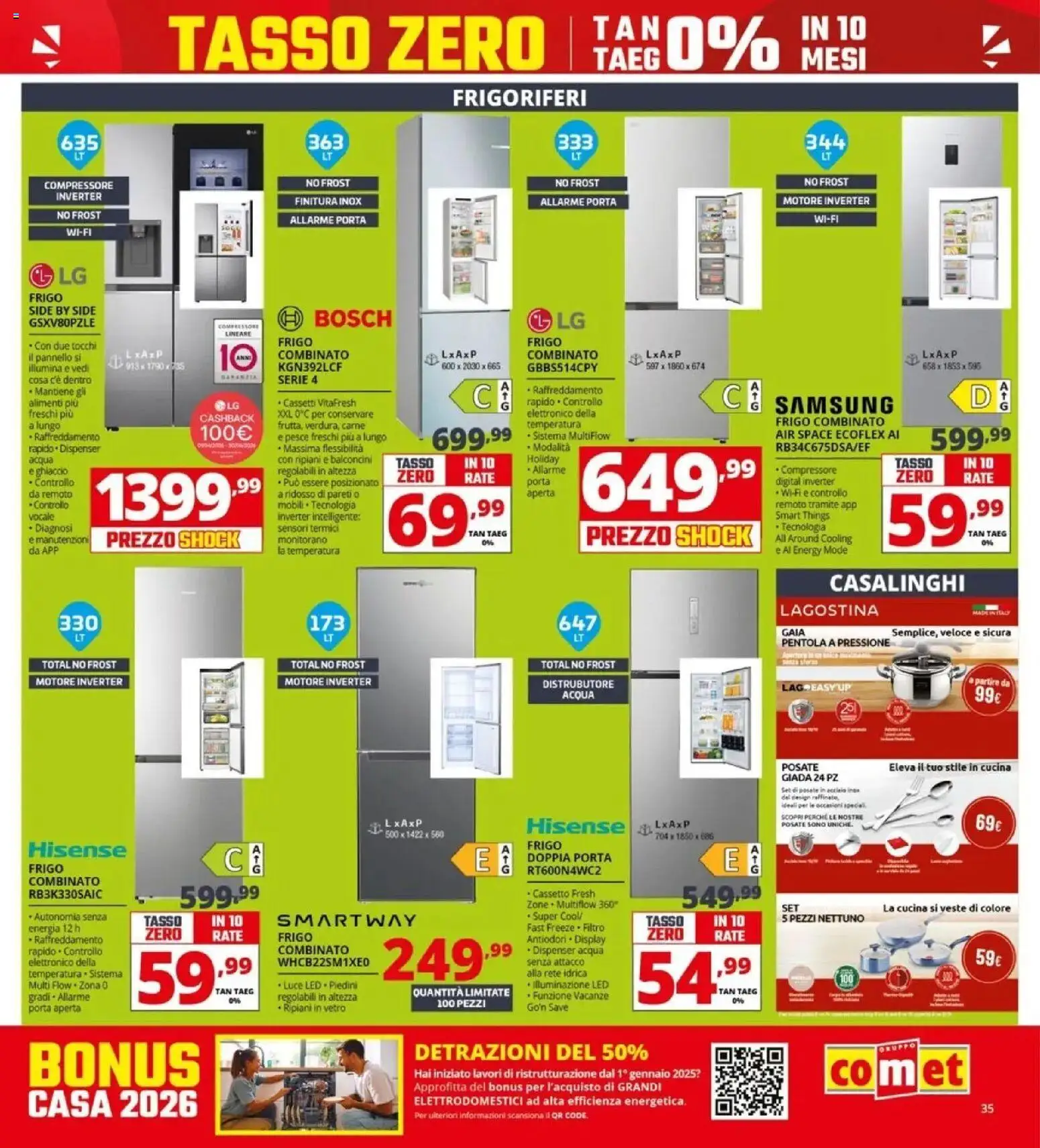 Volantino Comet del 23.04.2026 | Pagina: 35 | Prodotti: Posate, Pesce, Compressore, Acqua