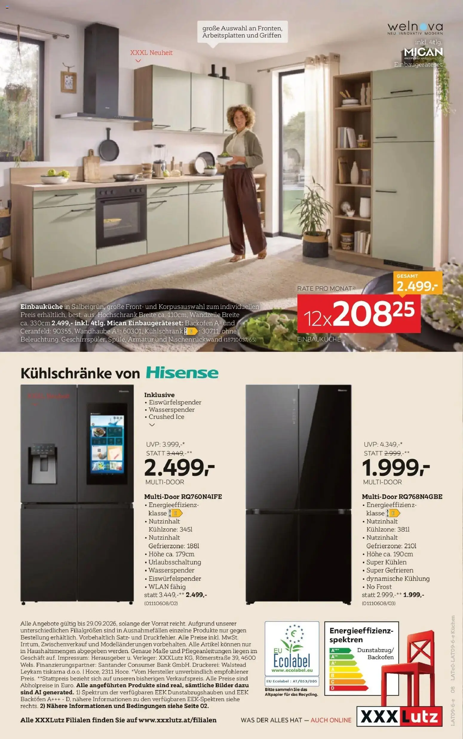 XXXLutz Küchen von 15.09.2026 - Aktuelle Angebote | Seite: 8 | Produkte: Kühlschrank