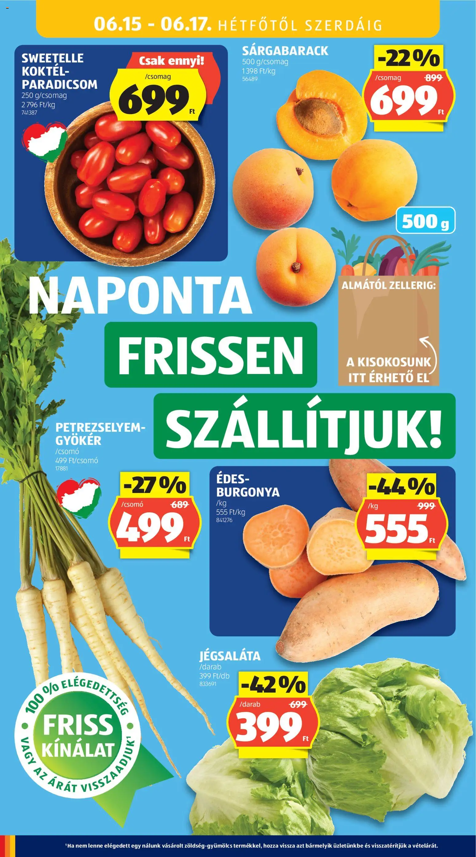 Aldi akciós ujság - amely érvényes a következő dátumtól: 11.06.2026 | Oldal: 36 | Termékek: Petrezselyem, Jégsaláta, Sárgabarack, Paradicsom