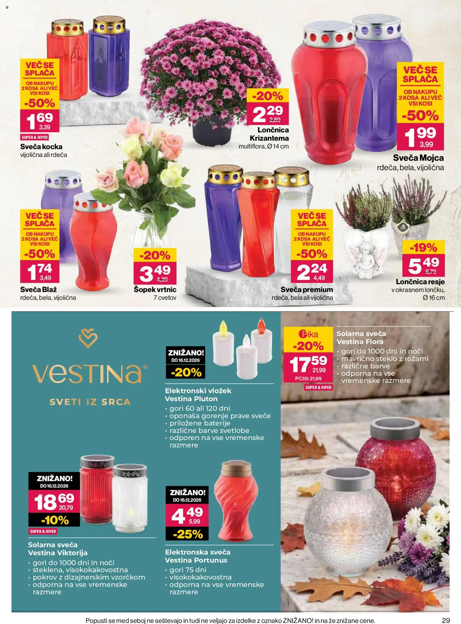 Novi Mercator katalog ponudbe – veljaven od 22.10.2026 | Stran: 29 | Izdelki: Med, Sveča, Šopek, Svece