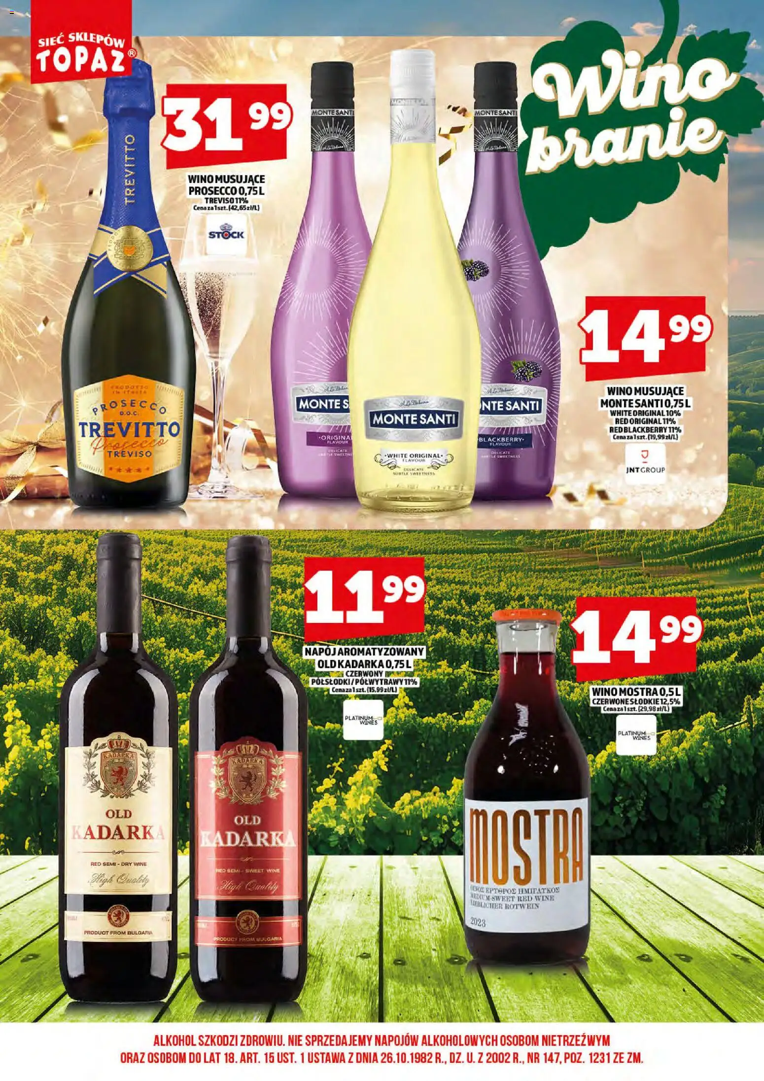 Topaz gazetka alkoholowa od 15.06.2026 | Strona: 14 | Produkty: Monte Santi, Wino, Alkohol, Prosecco