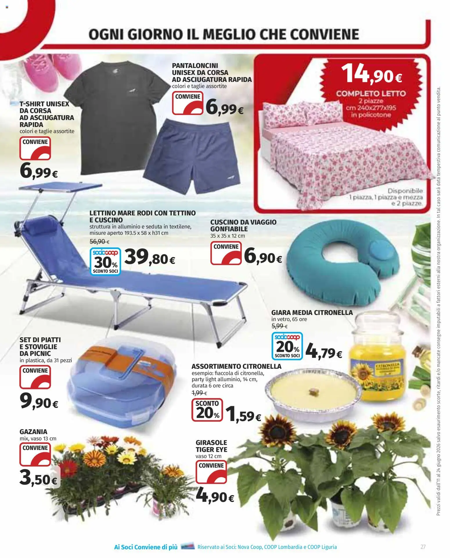 Volantino COOP del 11.06.2026 | Pagina: 27 | Prodotti: Pantaloncini, Citronella, Letto, Vaso
