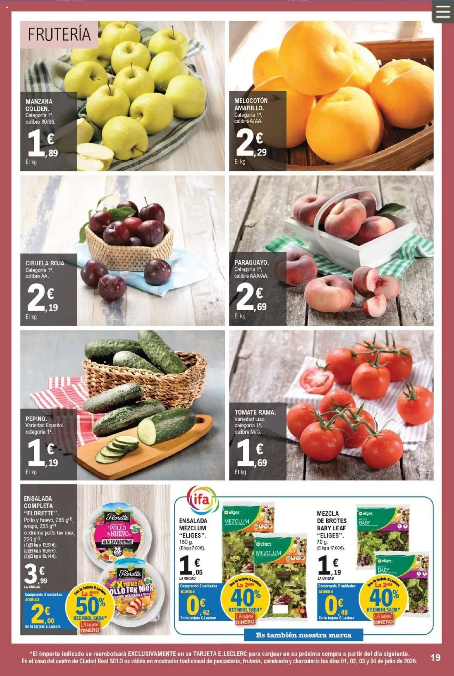 E.Leclerc Miranda de Ebro │ válido desde el 01/07/2026 | Página: 19 | Productos: Manzana, Ensalada