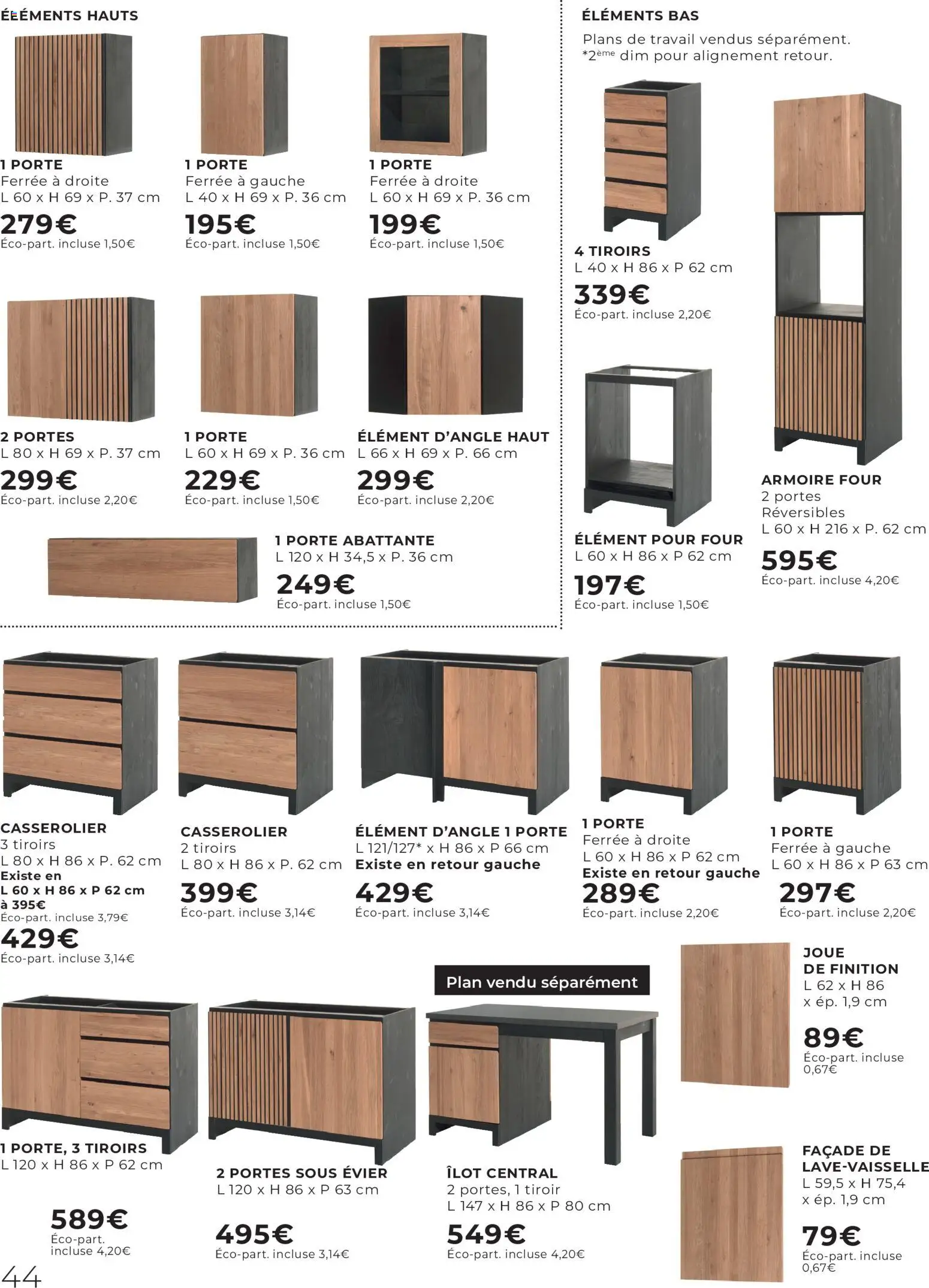 {H1} | Page: 44 | Produits: Four, Armoire, Portes, Tiroirs
