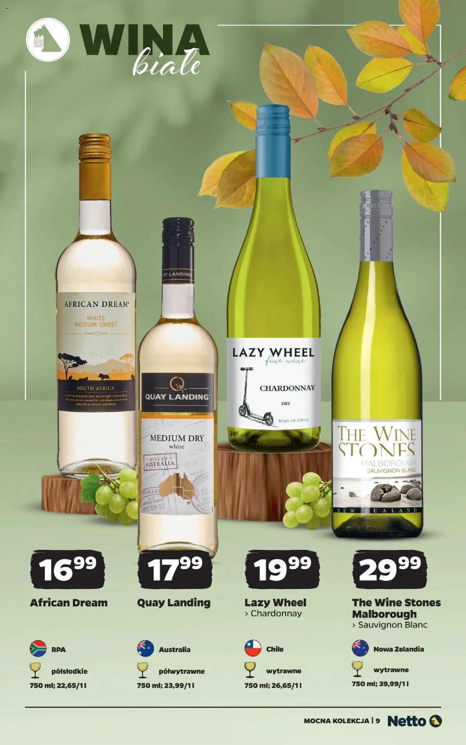 Netto gazetka - Mocna Kolekcja od 12.10.2026 | Strona: 9 | Produkty: Wina białe, Chardonnay, Sauvignon Blanc