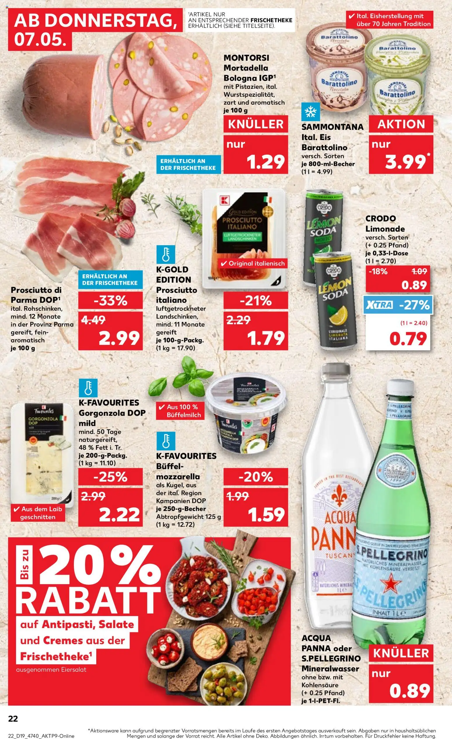 Kaufland Prospekt Hannover	 – gültig ab 07.05.2026 | Seite: 22 | Produkte: Mozzarella, Limonade, Mineralwasser, Eis
