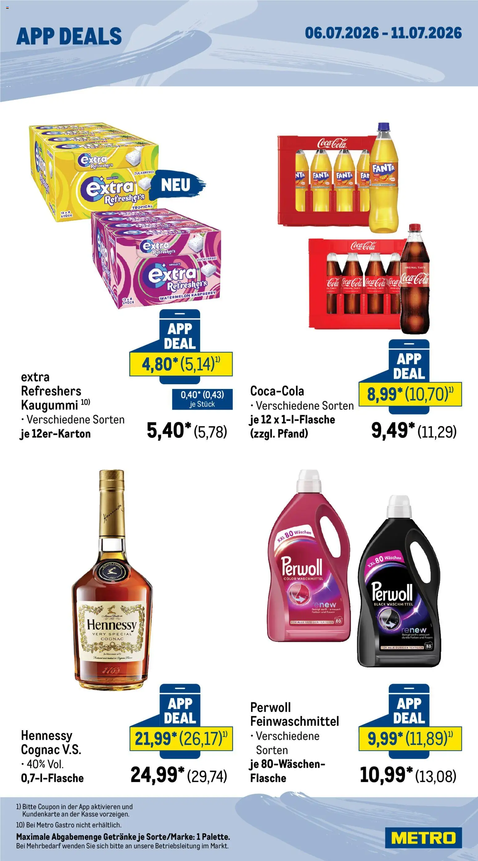 Metro App Deals – gültig ab 06.07.2026 | Seite: 2 | Produkte: Coca cola, Cola, Perwoll, Waschmittel