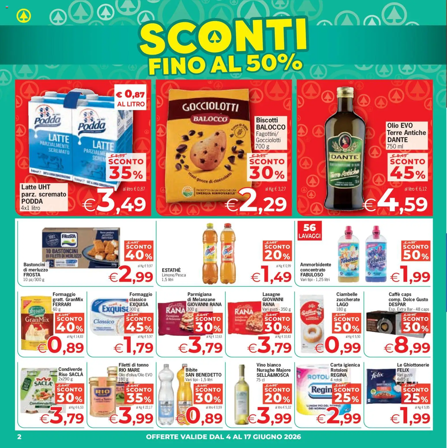 Volantino Eurospar del 04.06.2026 | Pagina: 2 | Prodotti: Riso, Merluzzo, Bibite, Vino bianco