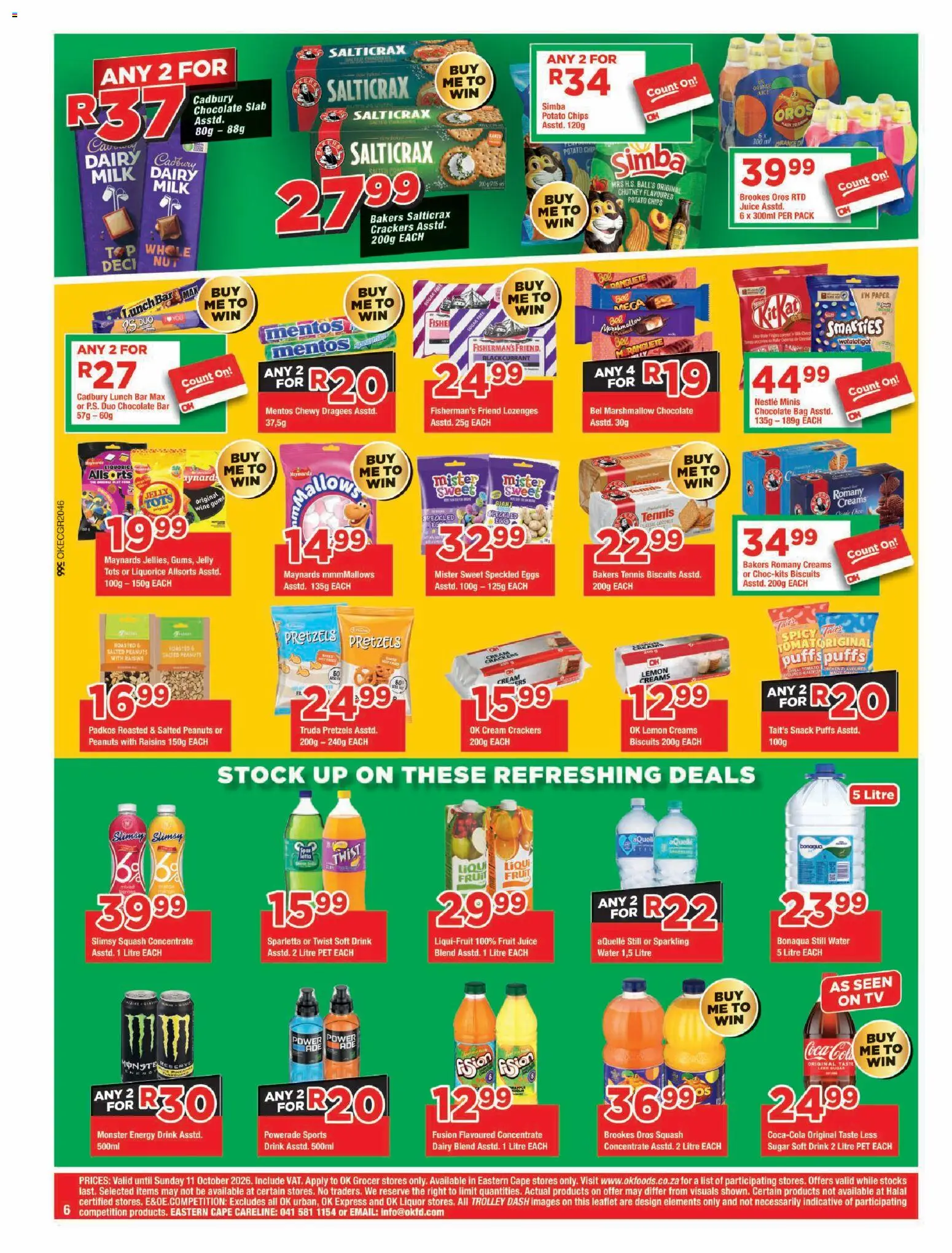 New OK Foods catalogue – valid from 23/09/2026 | Page: 6 | Products: Biscuits, Energy drink, Peanuts, Water