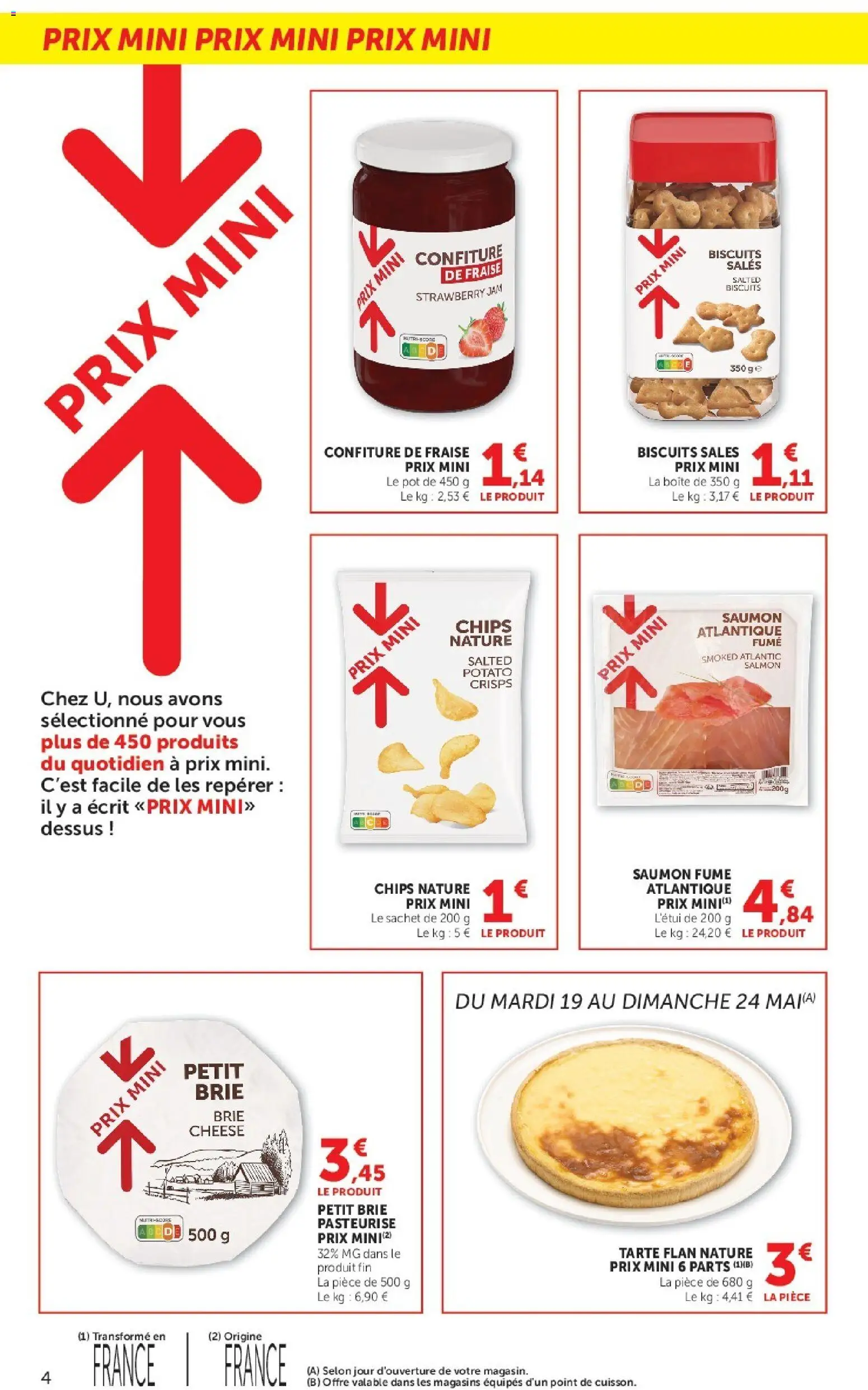 {H1} | Page: 4 | Produits: Saumon fumé, Chips, Brie, Biscuits