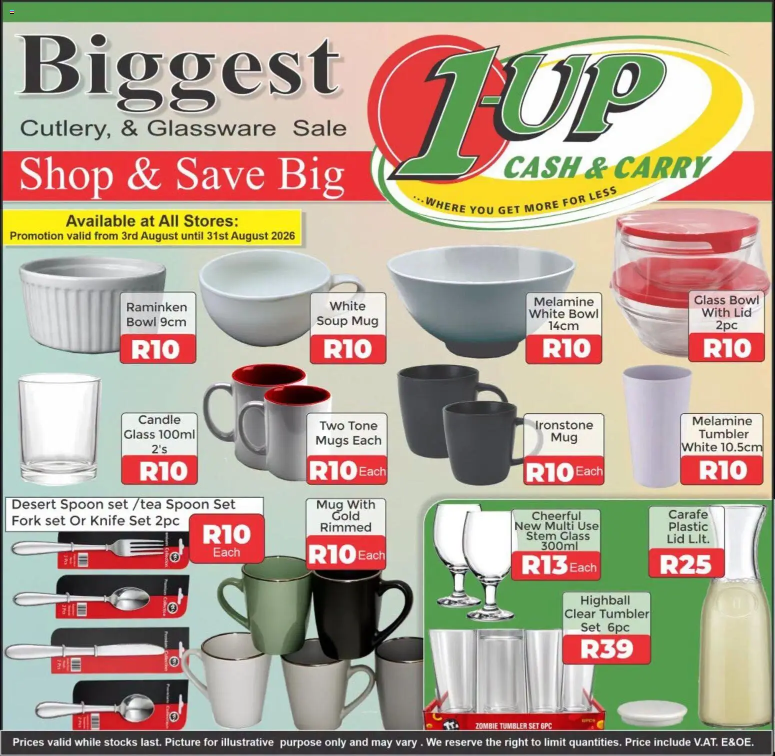 New 1UP Cash & Carry catalogue – valid from 03/08/2026 | Page: 1 | Products: Bowl, Knife set, Mug, Soup