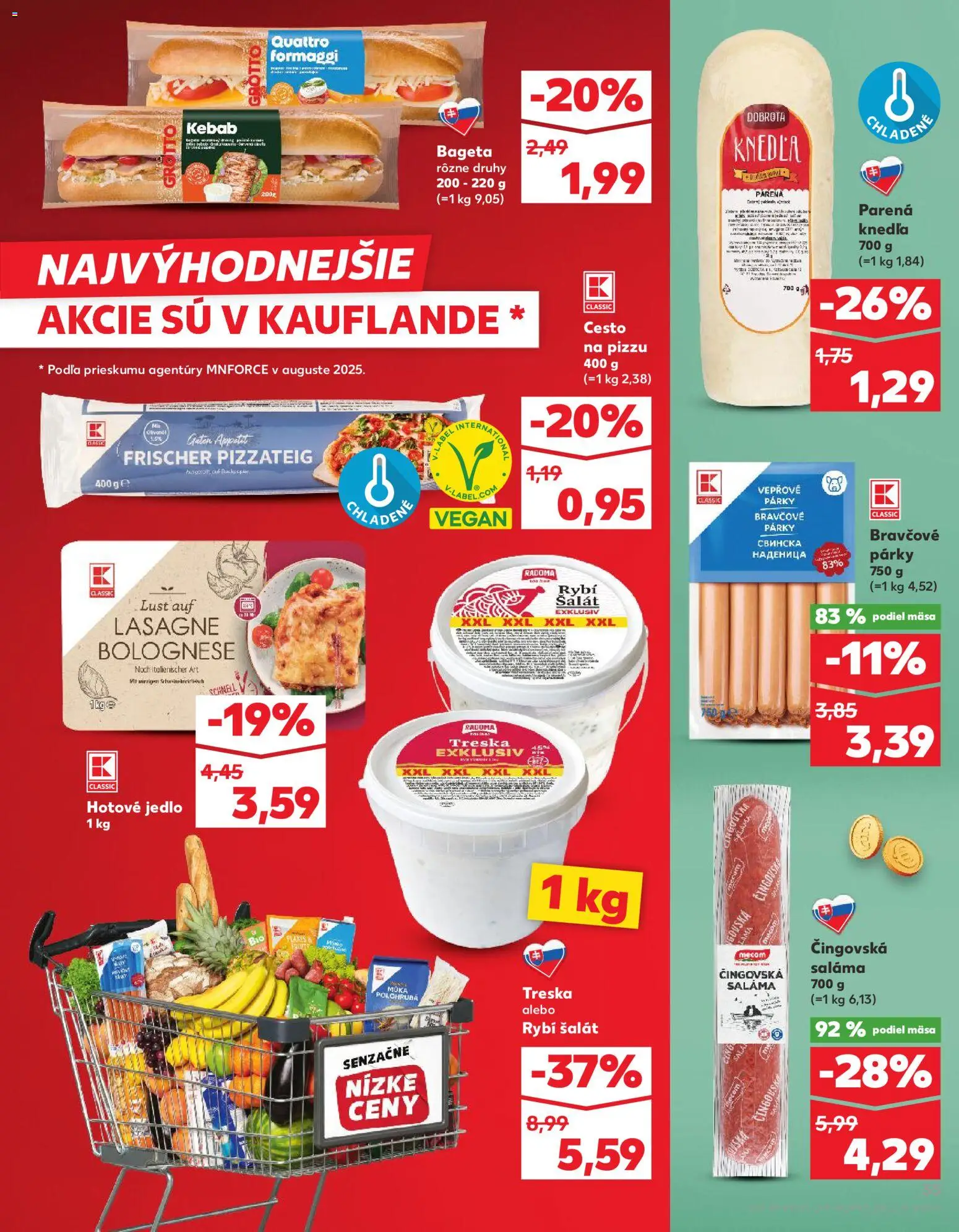 Nové Kaufland akcie – leták je platný od 04.06.2026 | Strana: 33 | Produkty: Šalát, Párky, Treska, Lasagne