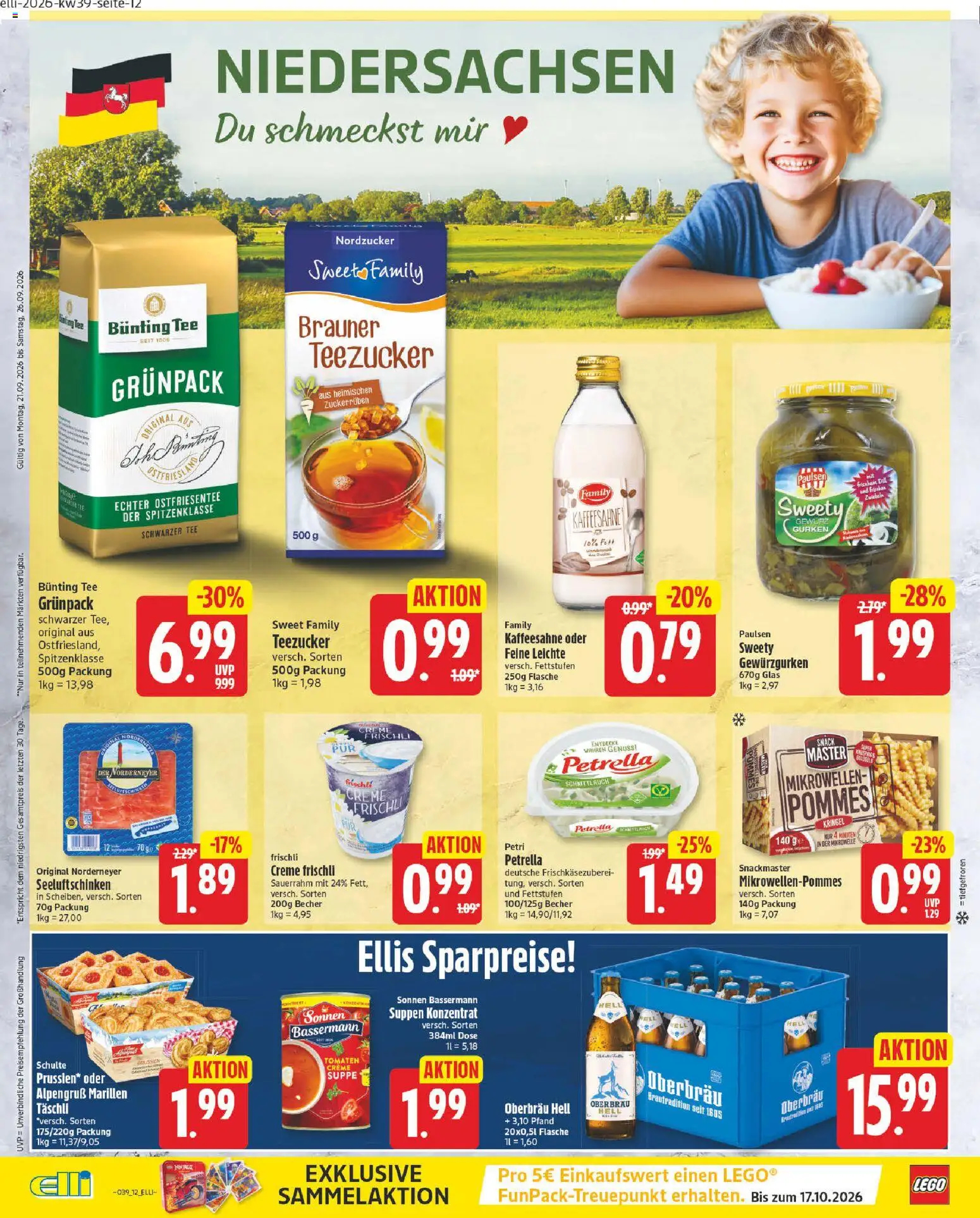 Elli Markt Prospekt Gütersloh – gültig ab 21.09.2026 | Seite: 12 | Produkte: Pommes, Tomaten, Zwiebeln, Sauerrahm
