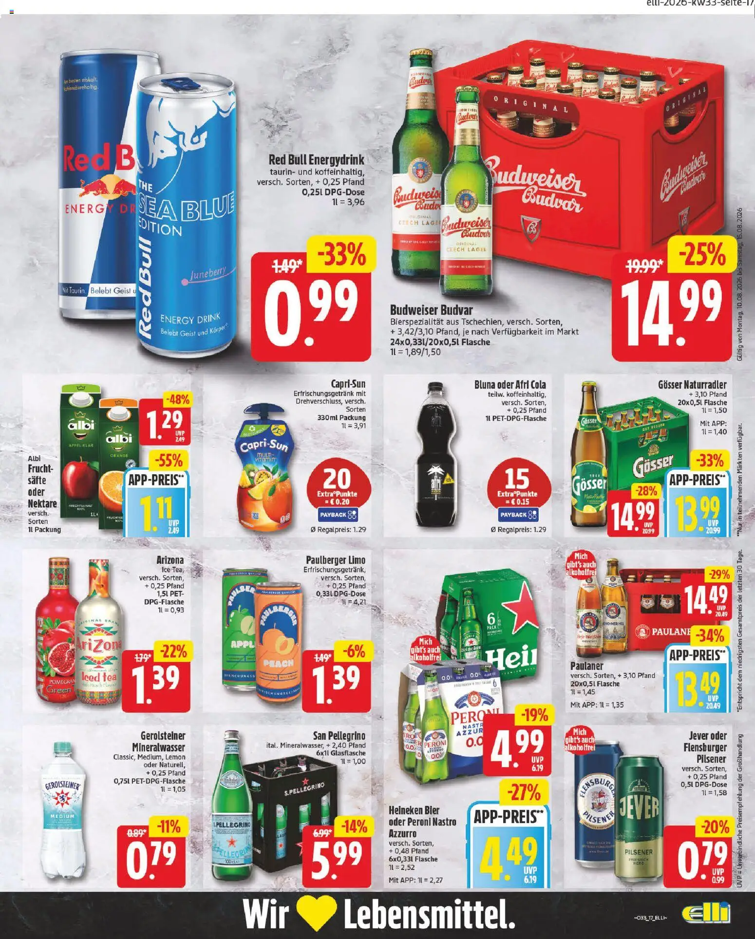 Elli Markt Prospekt Gütersloh – gültig ab 10.08.2026 | Seite: 17 | Produkte: Mineralwasser, Heineken, Jever, Gerolsteiner