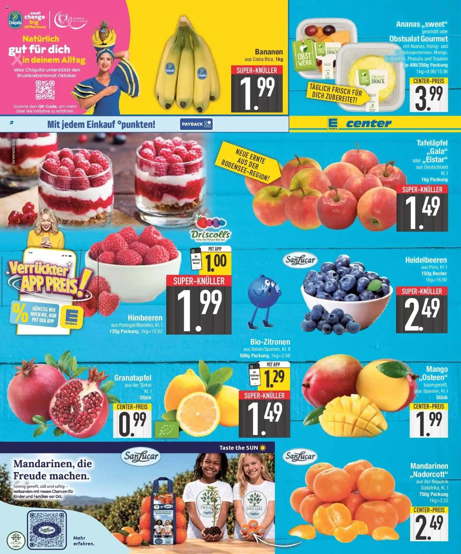 E center Prospekt München (ab 12.10.2026) zum Blättern | Seite: 2 | Produkte: Trauben, Bananen, Heidelbeeren, Obst