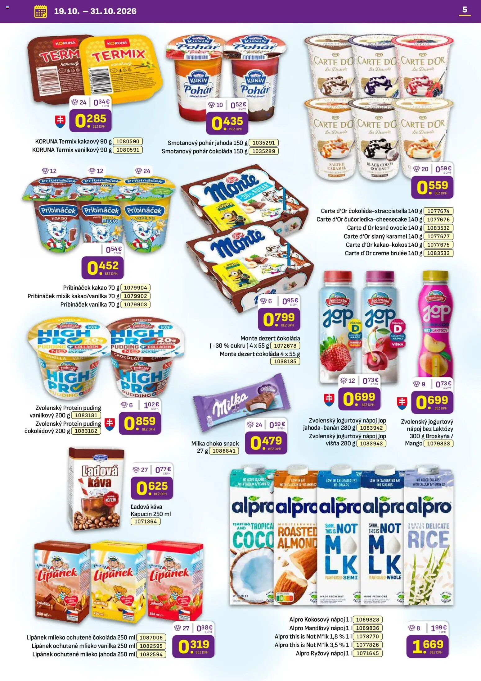 Nové Libex akcie – leták je platný od 19.10.2026 | Strana: 5 | Produkty: Termix, Mango, Kakao, Ovocie