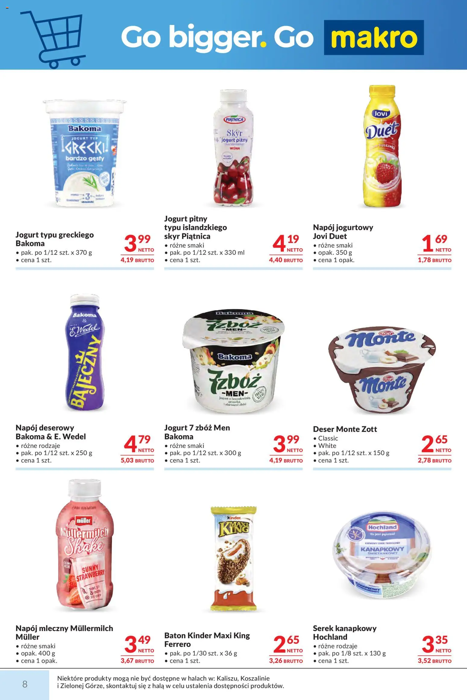 Makro gazetka od 29.09.2026 | Strona: 8 | Produkty: Serek kanapkowy, Serek, Kinder Maxi King, Piątnica