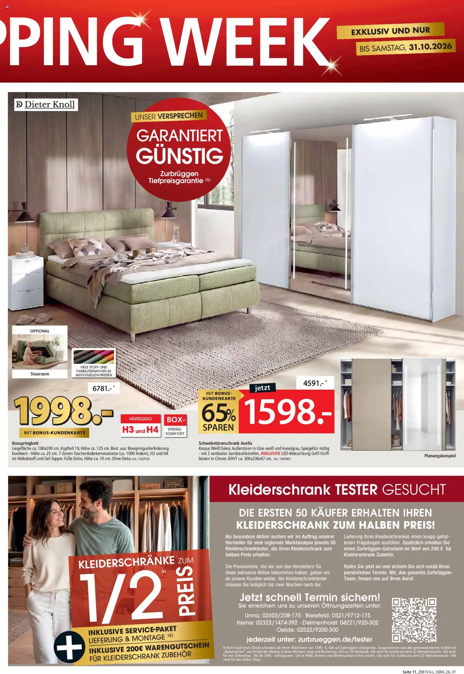 Zurbrüggen Red shopping week – gültig ab 16.10.2026 | Seite: 13 | Produkte: Kleiderschrank, Schwebetürenschrank, Boxspringbett, Box