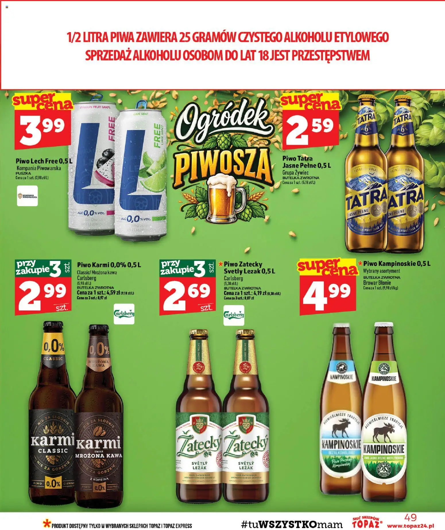 Topaz gazetka od 29.10.2026 | Strona: 49 | Produkty: Carlsberg, Kawa, Piwo, Piwo zatecky