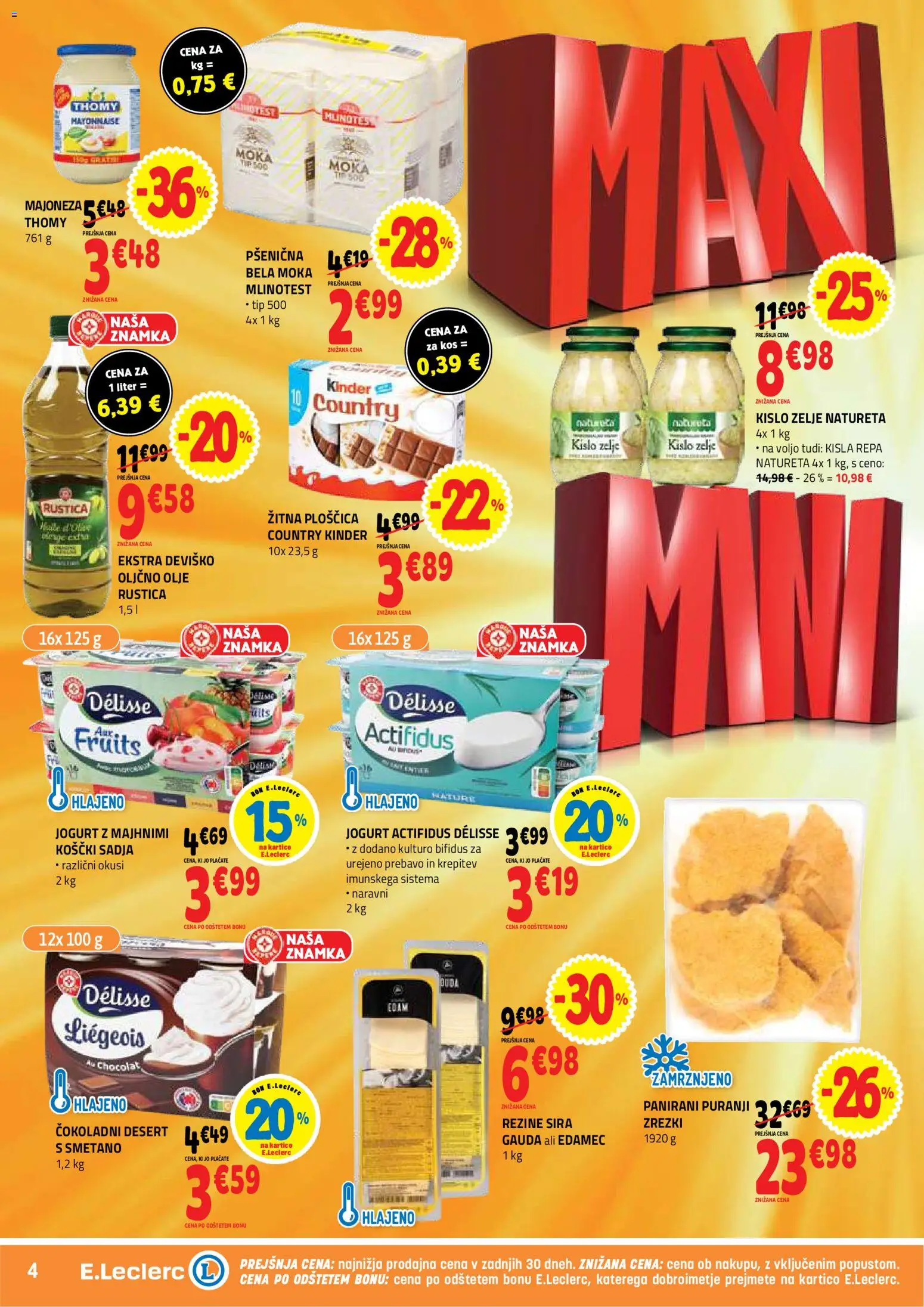 Novi E.leclerc katalog ponudbe – veljaven od 09.09.2026 | Stran: 4 | Izdelki: Edamec, Gauda, Olje, Majoneza