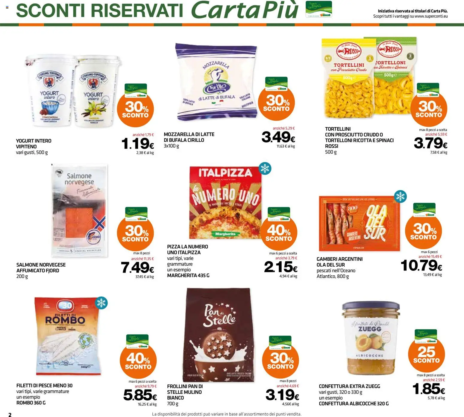 Volantino Superconti del 24/09/2026 | Pagina: 2 | Prodotti: Yogurt, Tortelloni, Albicocche, Frollini