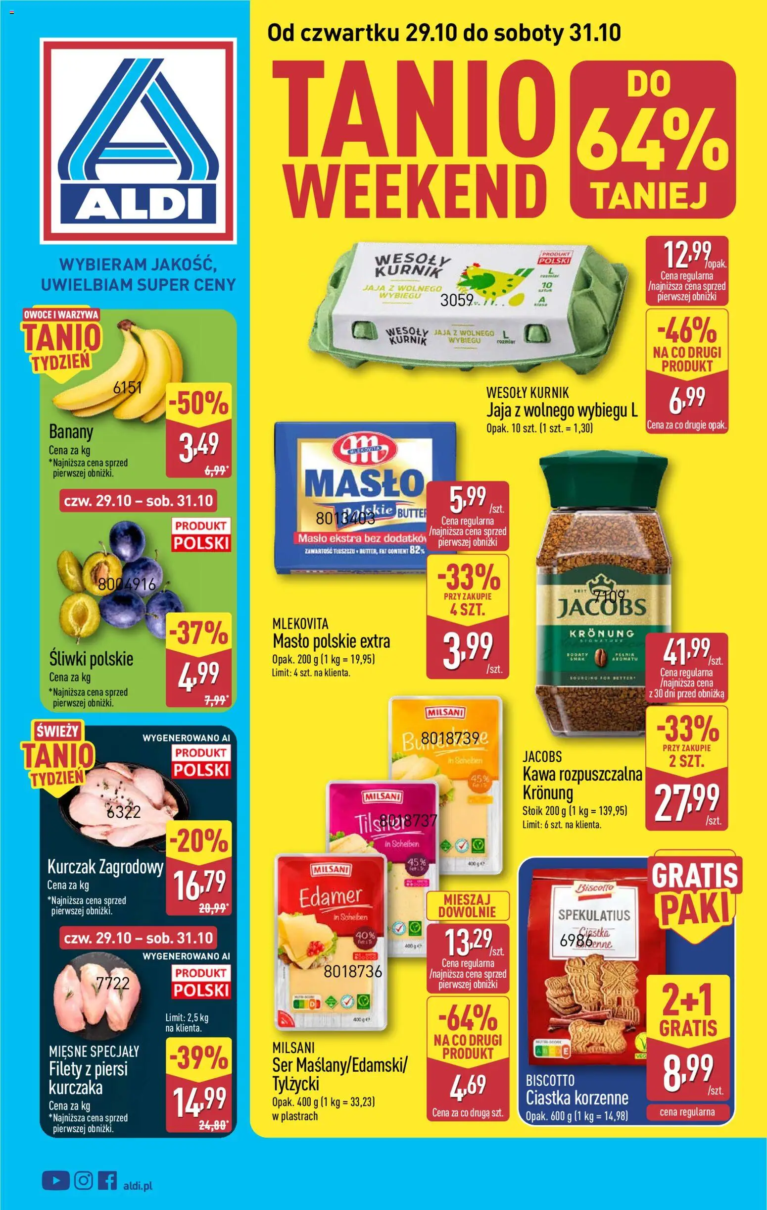 Aldi gazetka - Oferta weekendowa od 29.10.2026 | Strona: 1 | Produkty: Kurczak, Piersi, Specjały, Kurczak zagrodowy