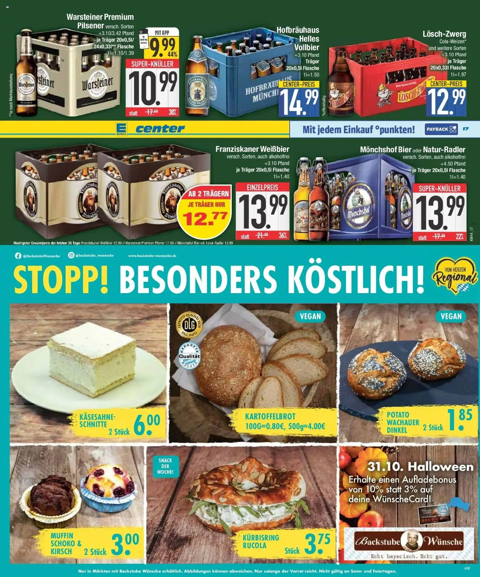 E center Prospekt Gaimersheim (ab 26.10.2026) zum Blättern | Seite: 17 | Produkte: Monchshof, Franziskaner, Bier, Weißbier
