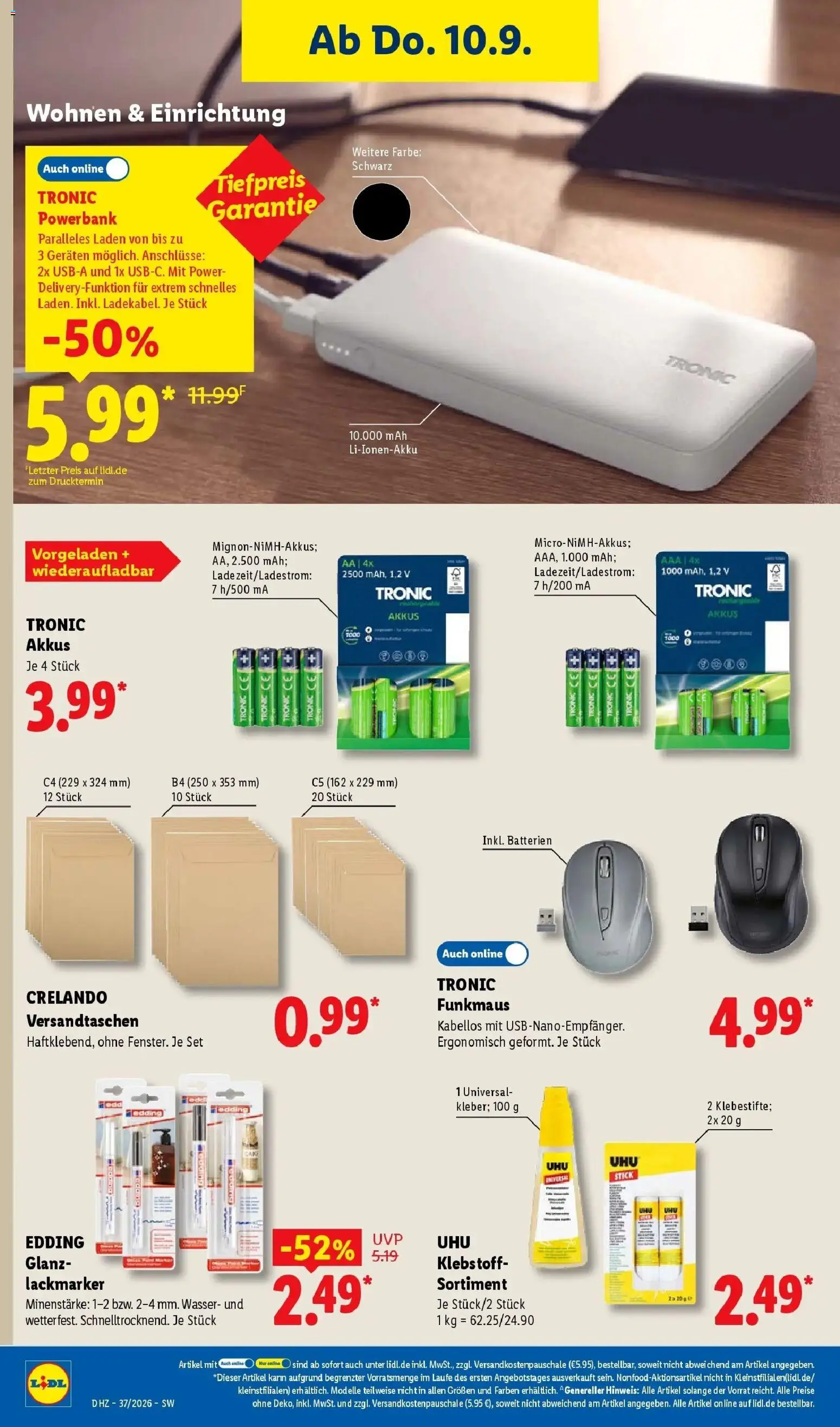 Lidl Prospekt Villingen-schwenningen (ab 07.09.2026) zum Blättern » Angebote | Seite: 50 | Produkte: Batterien, Wasser, Powerbank