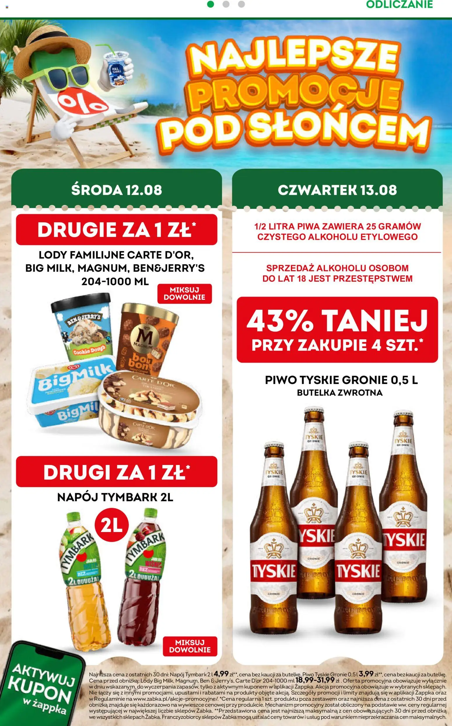 Żabka gazetka od 10.08.2026 | Strona: 2 | Produkty: Tymbark, Magnum, Piwo, Lody