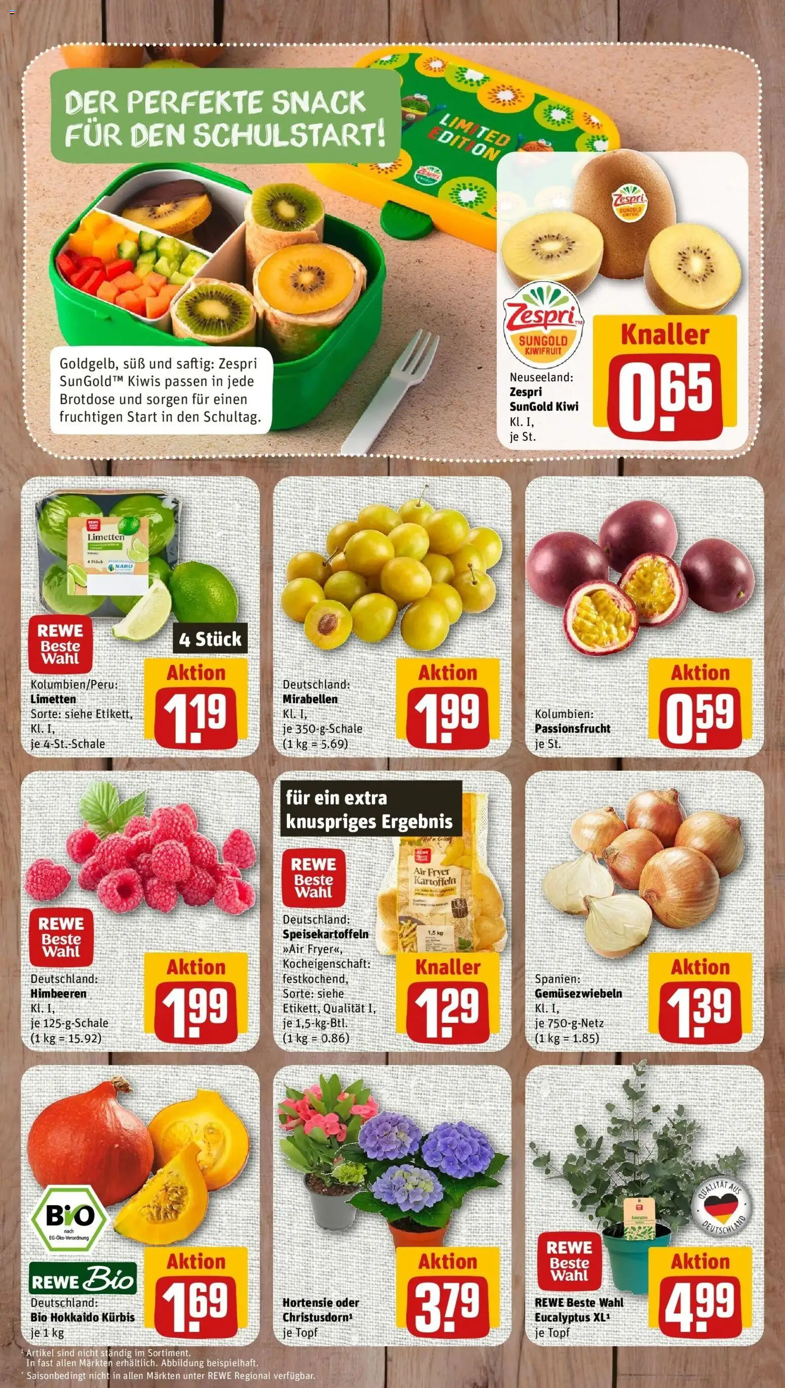REWE Prospekt ab 24.08.2026 zum Blättern » Angebote | Seite: 3 | Produkte: Hortensie, Limetten, Kartoffeln, Kiwi