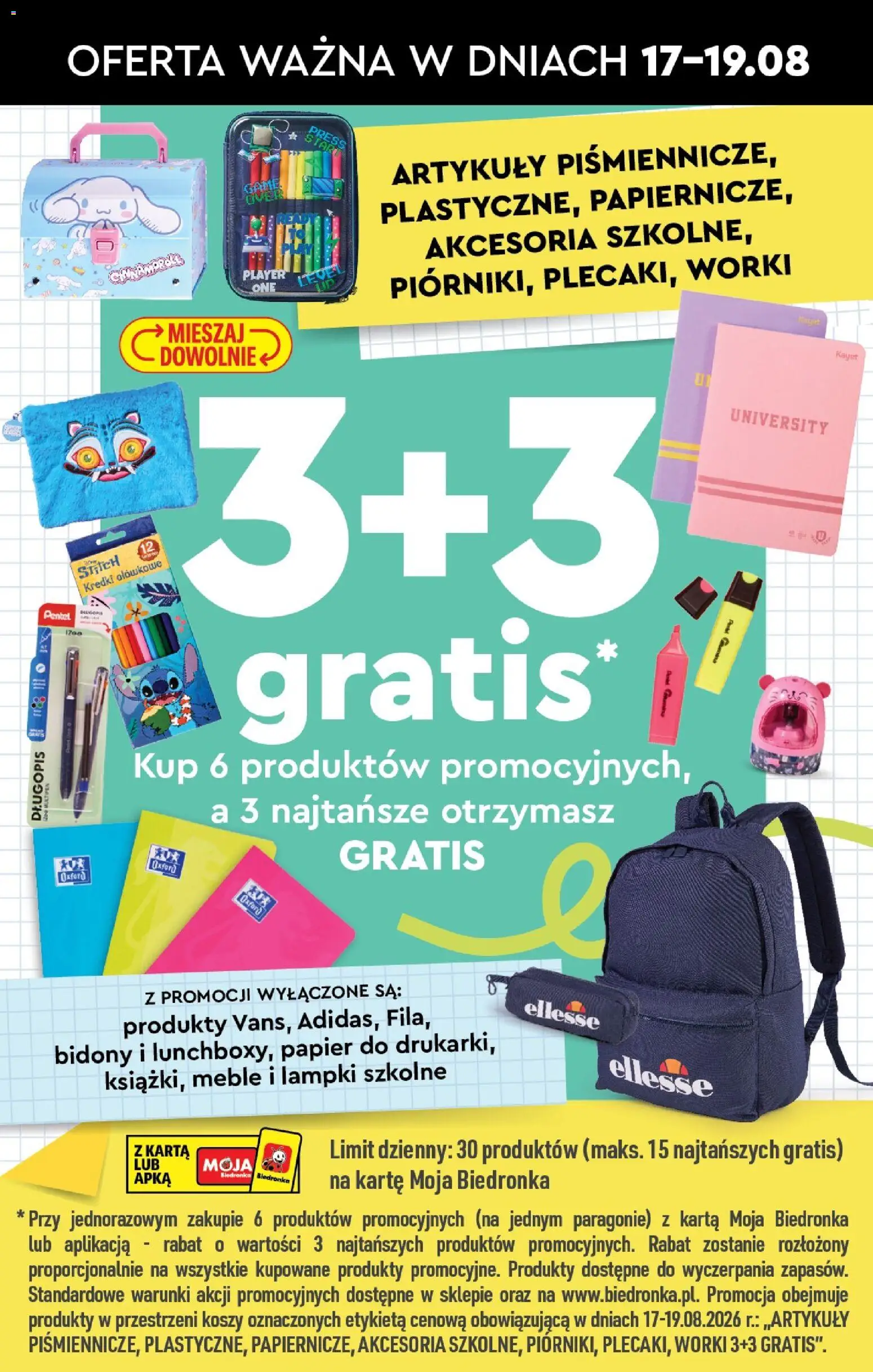 Biedronka gazetka od poniedziałku od 17.08.2026 | Strona: 25 | Produkty: Karta, Notebook, Zeszyt, Piórnik