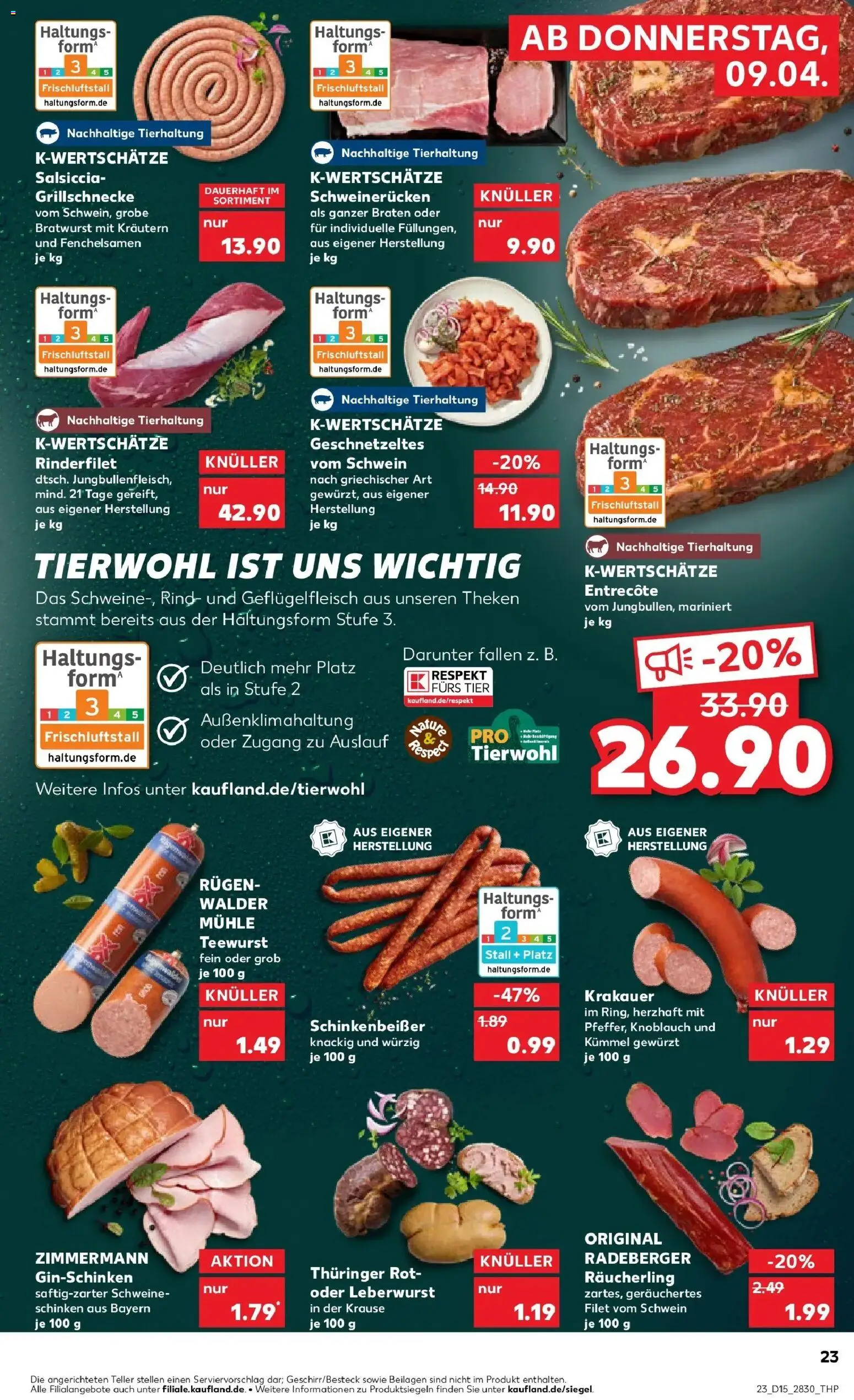 Kaufland Prospekt Oschersleben (Bode)	 – gültig ab 08.04.2026 | Seite: 23 | Produkte: Mühle, Bratwurst, Entrecote, Knoblauch