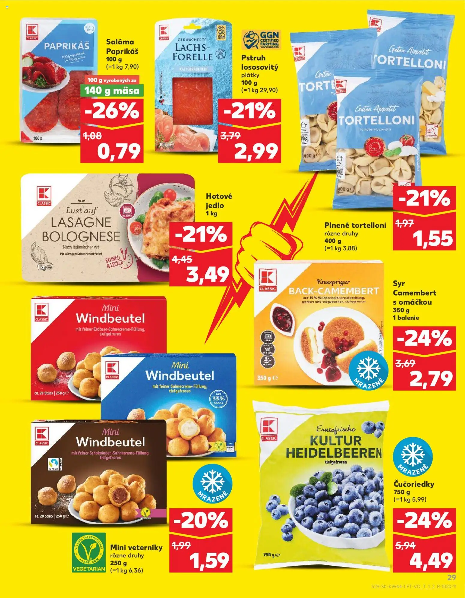 Nové Kaufland akcie – leták je platný od 30.10.2025 | Strana: 29 | Produkty: Syr, Saláma, Pstruh, Lasagne