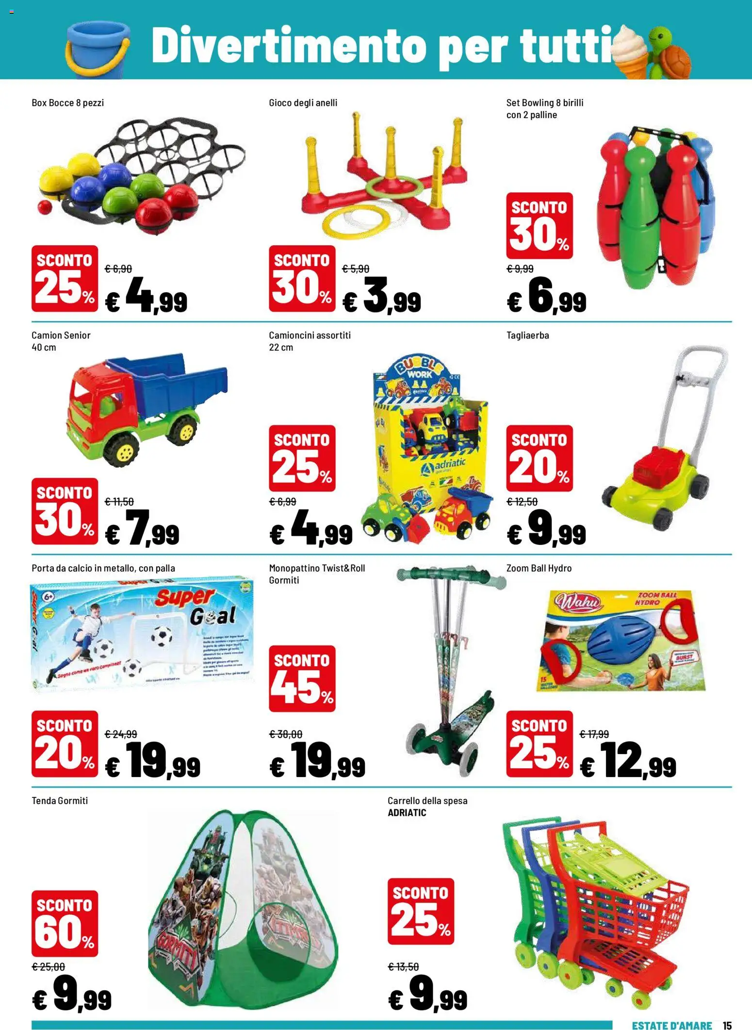 Volantino Iper del 08.06.2026 | Pagina: 15 | Prodotti: Monopattino, Tenda, Carrello, Gioco