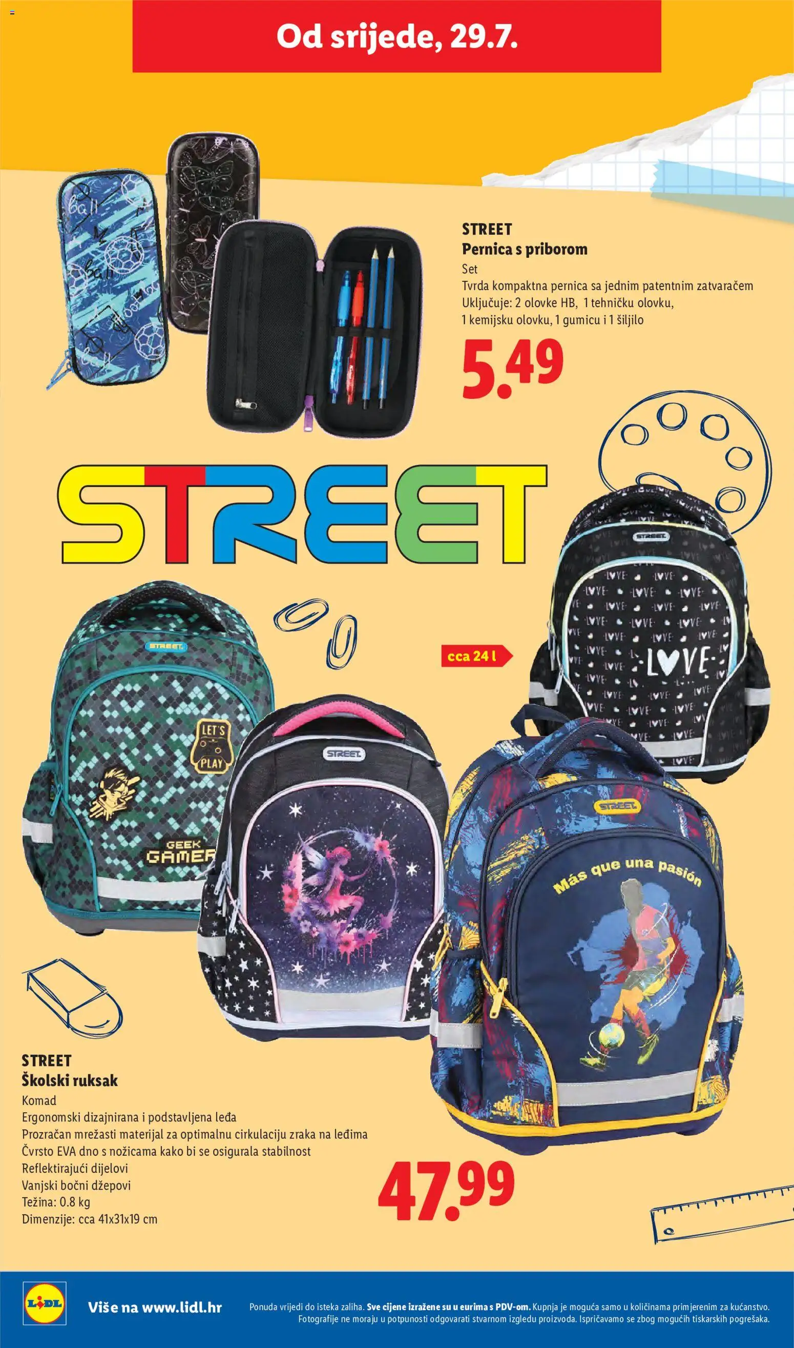 Lidl katalog | vrijedi od 29.07.2026 | Stranica: 8 | Proizvodi: Pernica, Šiljilo, Čaše, Ruksak