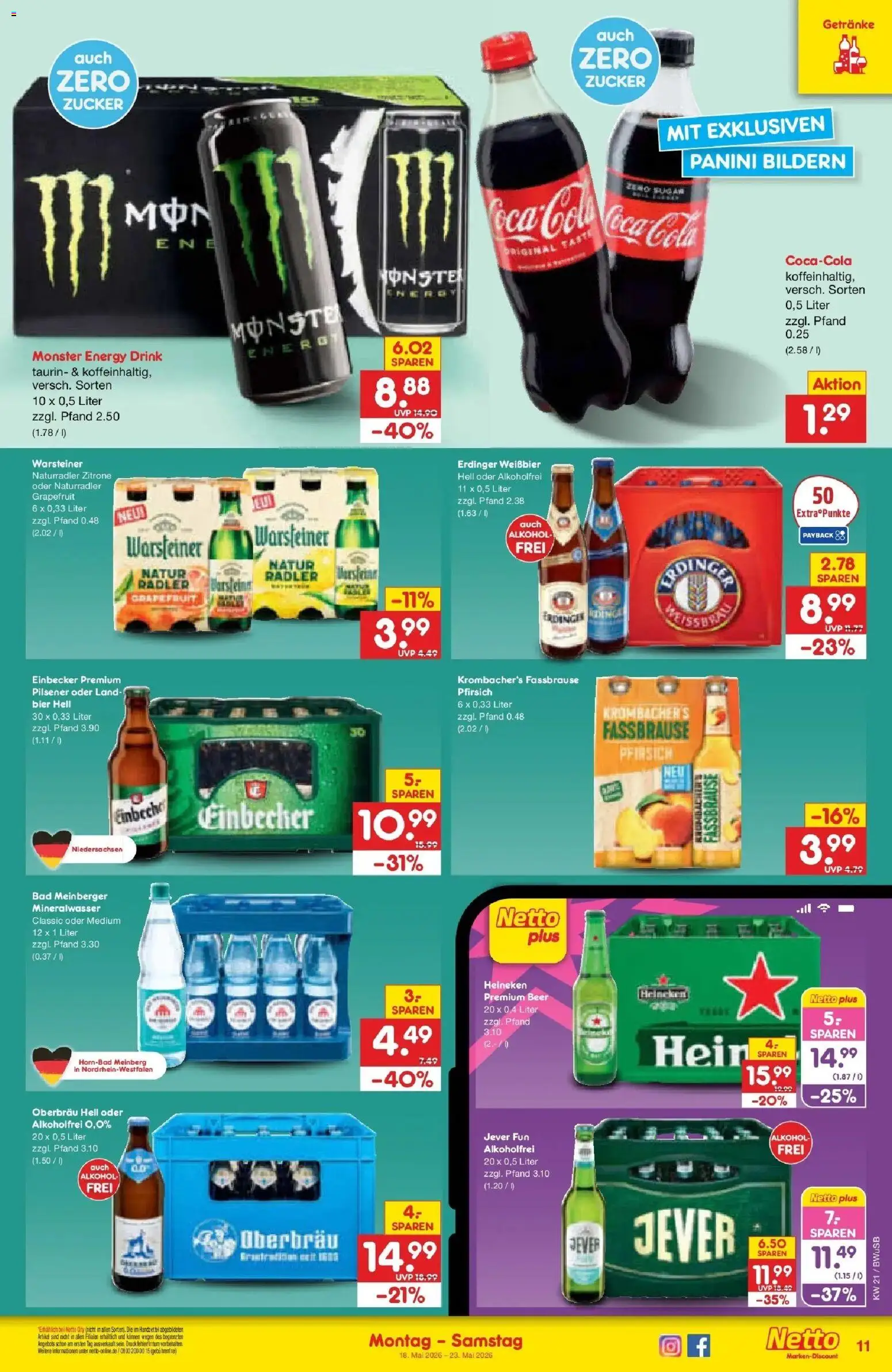 Netto Marken-Discount Prospekt Stemwede-Dielingen	 – gültig ab 17.05.2026 | Seite: 11 | Produkte: Cola, Radler, Warsteiner, Zitrone