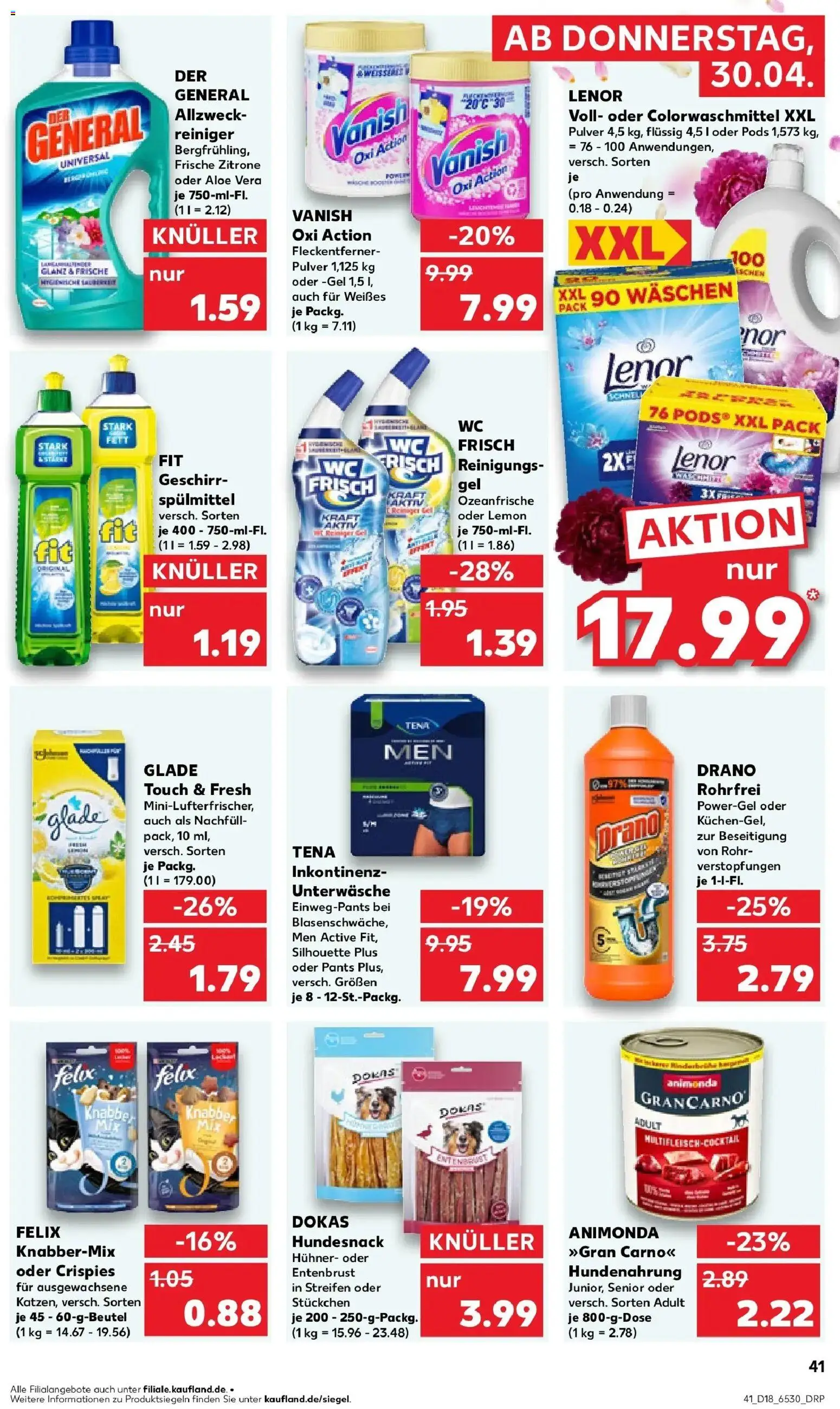 Prospekt Kaufland ab 30.04.2026 » Angebote Online zum Blättern | Seite: 41 | Produkte: Wc frisch, Geschirrspülmittel, Zitrone, Unterwäsche