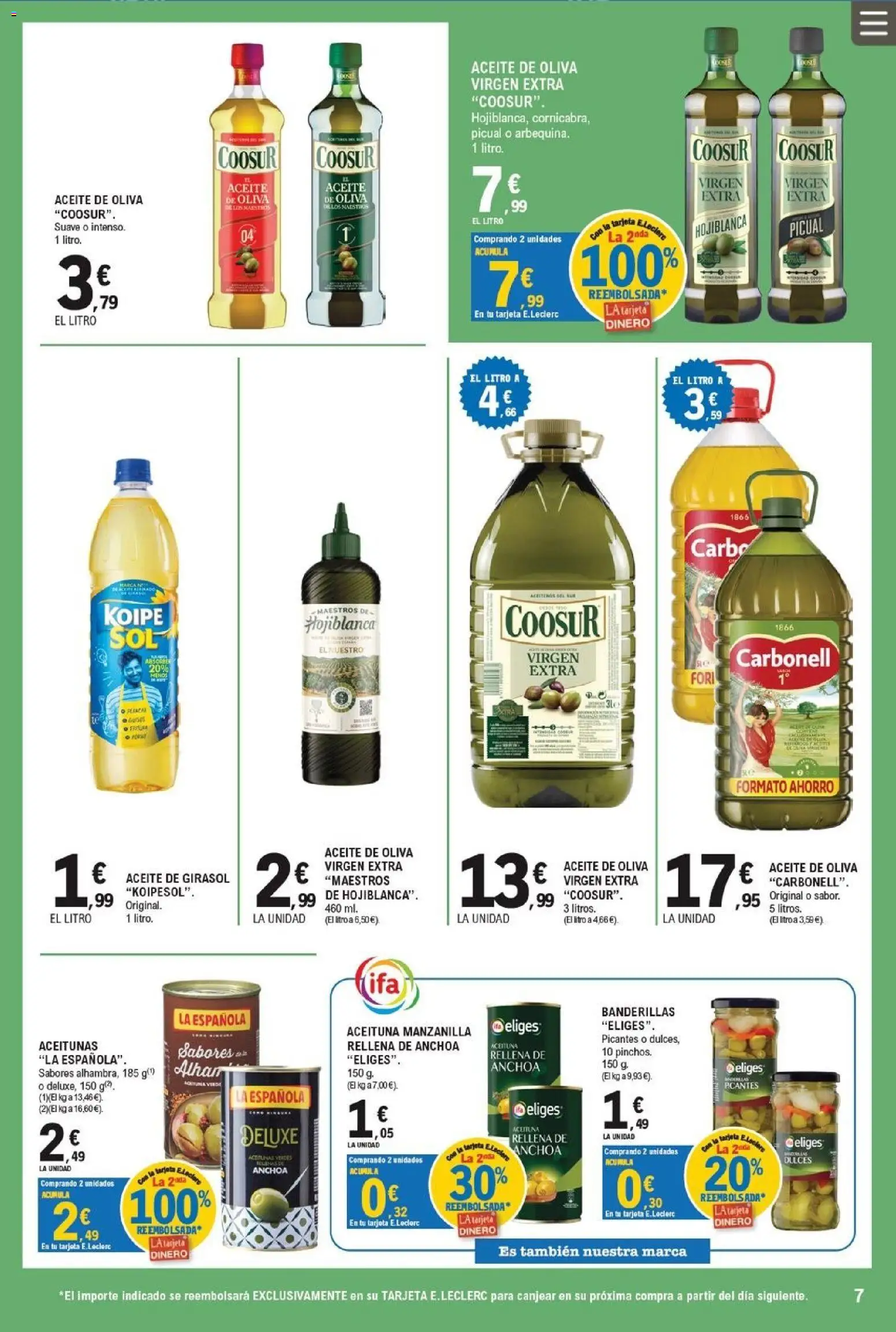 E.Leclerc folleto │ válido desde el 26/08/2026 | Página: 7 | Productos: Aceitunas, Aceite de oliva, Aceite de oliva virgen extra, Anchoa
