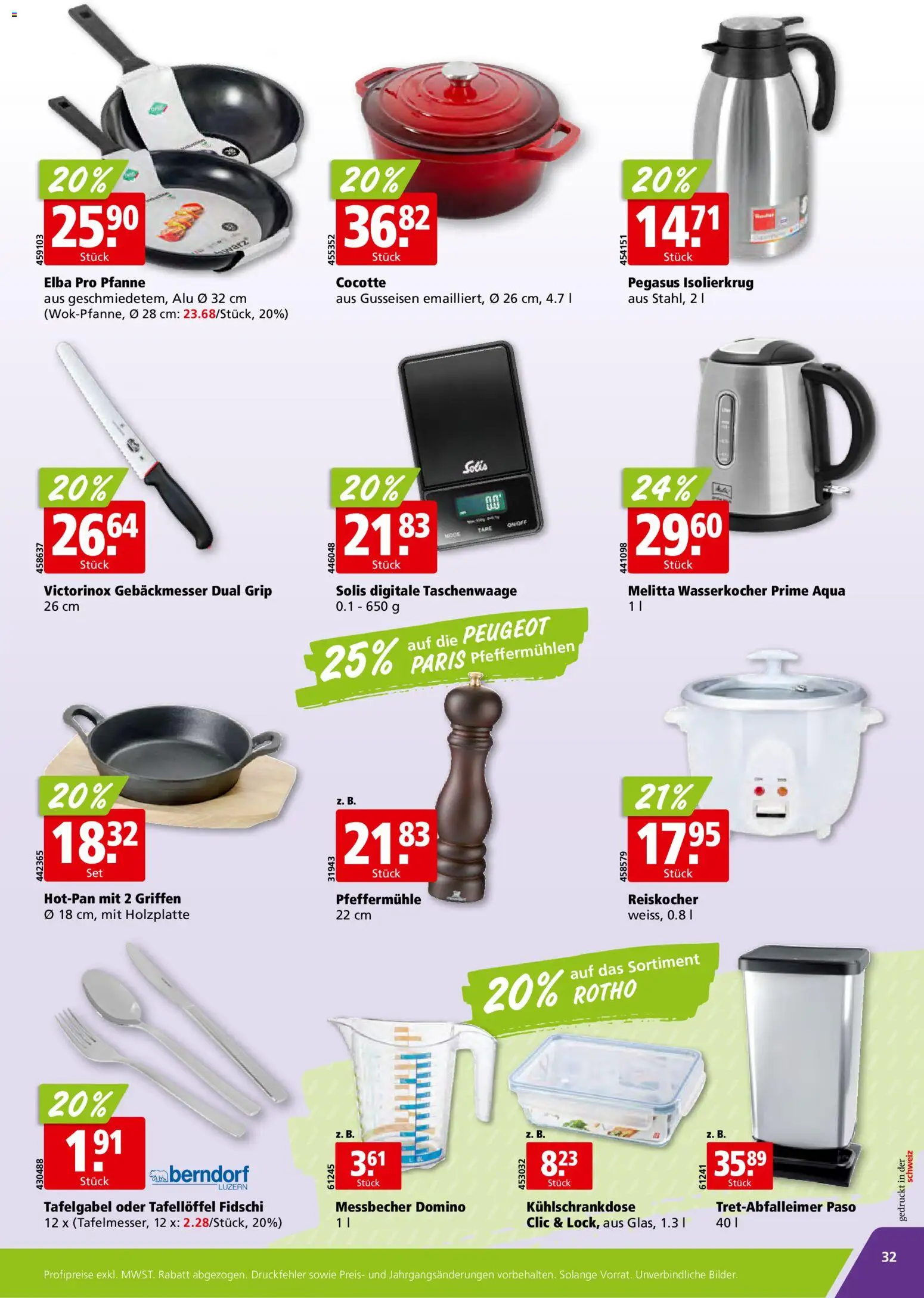 Aligro aktionen Schlieren, Gossau SG, Frauenfeld, Rapperswil-Jona, Sargans, Bern – gültig ab 19.10.2026 | Seite: 32 | Produkte: Melitta, Wasserkocher, Pfeffermühle