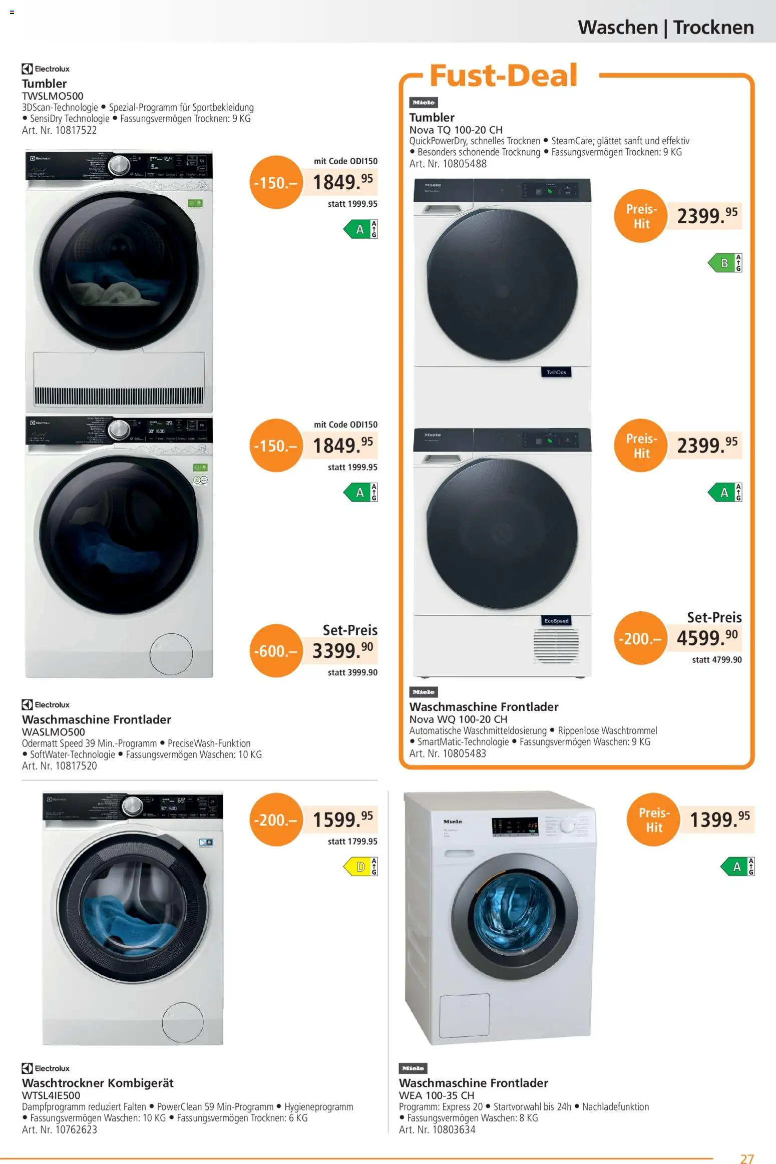 Fust aktionen – gültig ab 26.05.2026 | Seite: 27 | Produkte: Waschtrockner, Waschmaschine, Miele