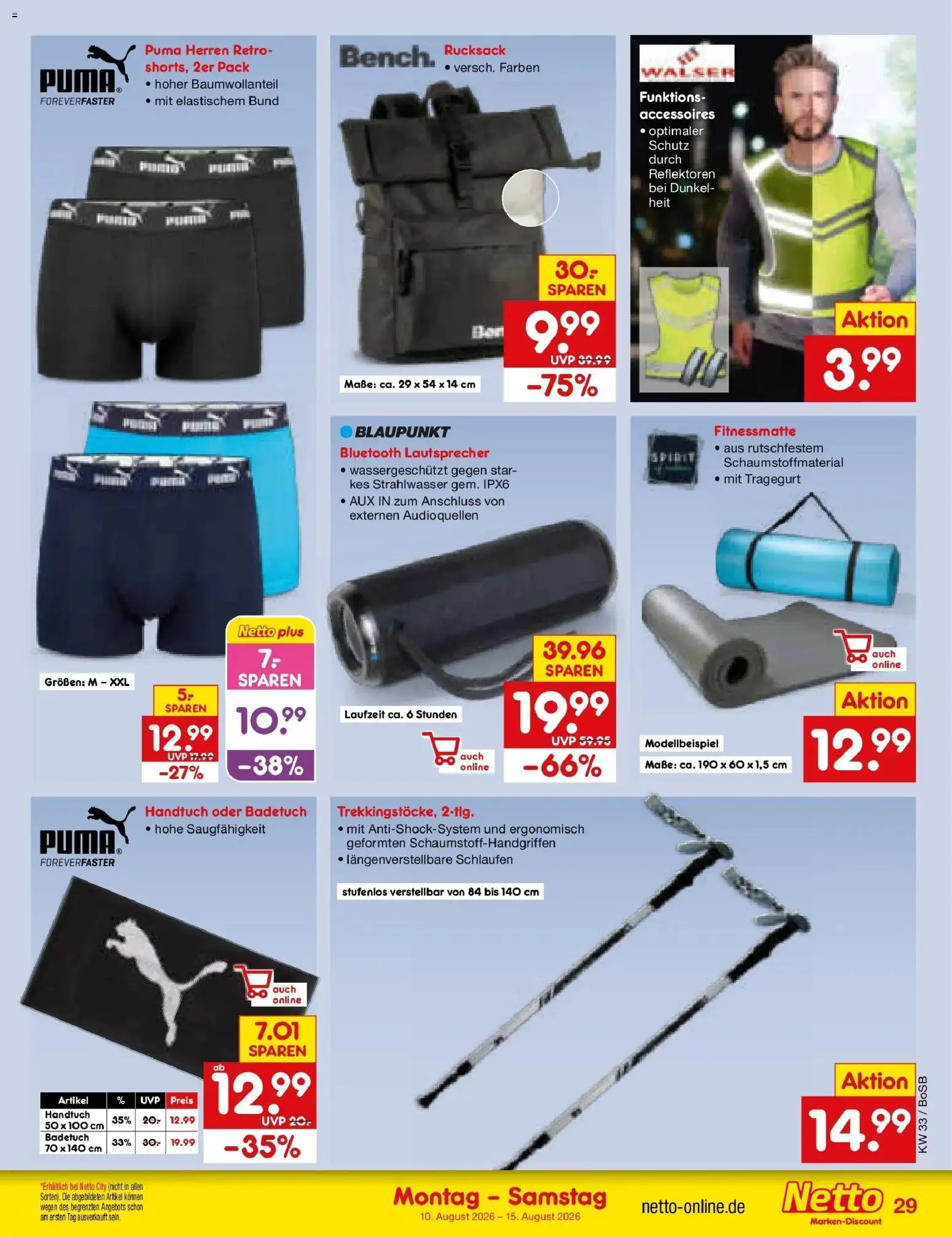 Netto Marken-Discount Prospekt Stadtlohn (ab 10.08.2026) » Angebote | Seite: 41 | Produkte: Lautsprecher, Rucksack