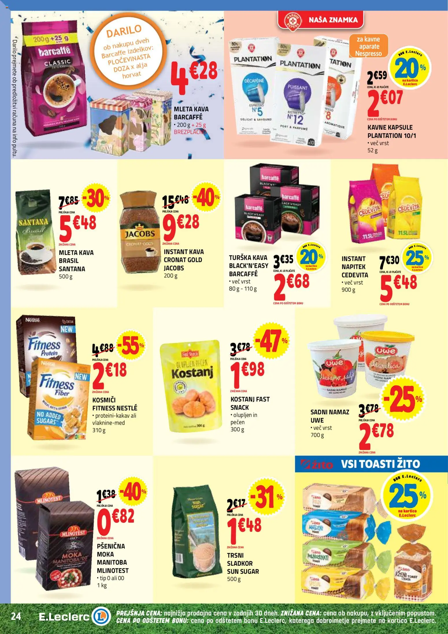 Novi E.leclerc katalog ponudbe – veljaven od 03.06.2026 | Stran: 24 | Izdelki: Moka, Namaz, Kavne kapsule, Kosmici