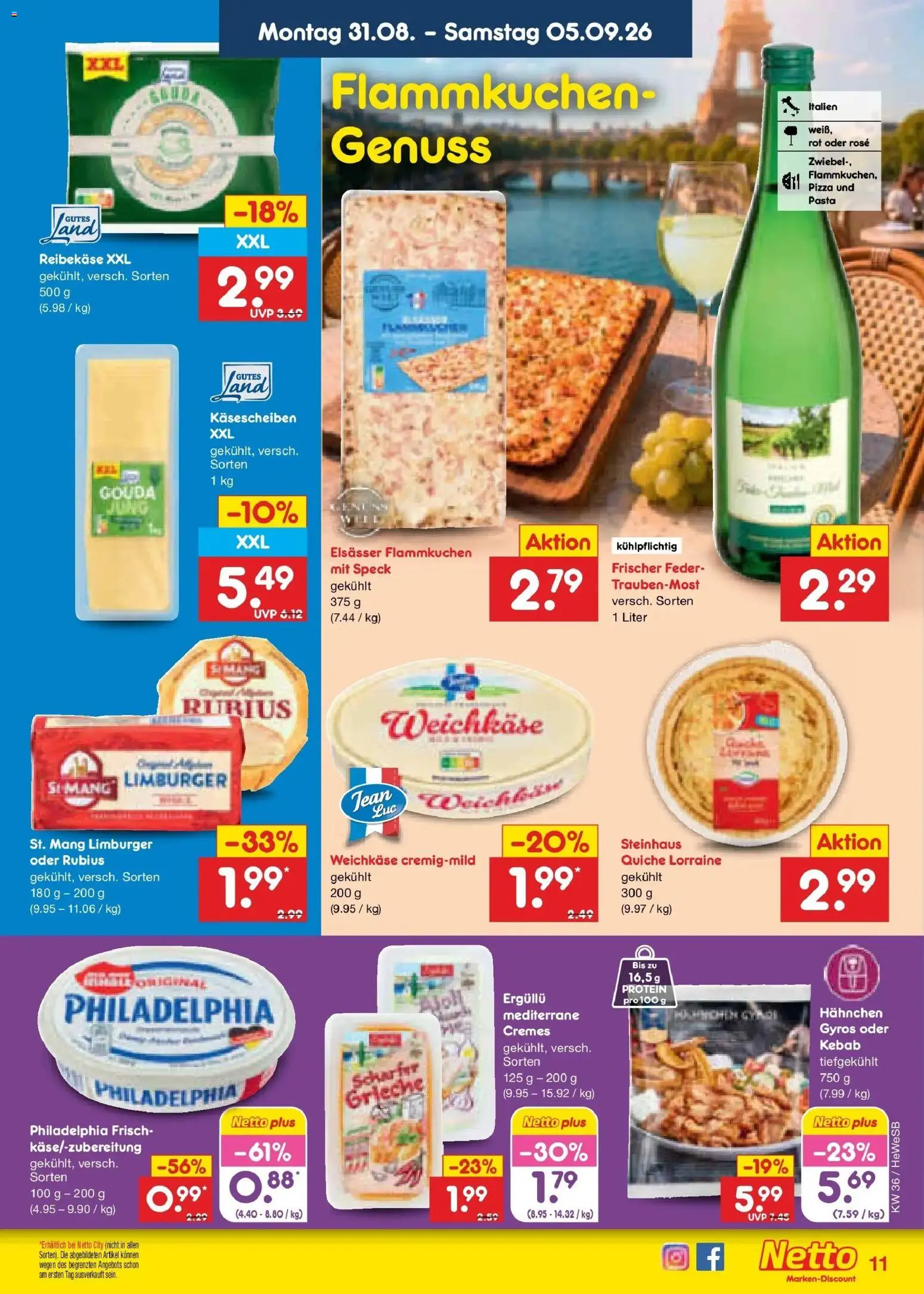 Netto Marken-Discount Prospekt Hamburg (ab 31.08.2026) » Angebote | Seite: 13 | Produkte: Hahnchen, Gouda, Pizza, Reibekase