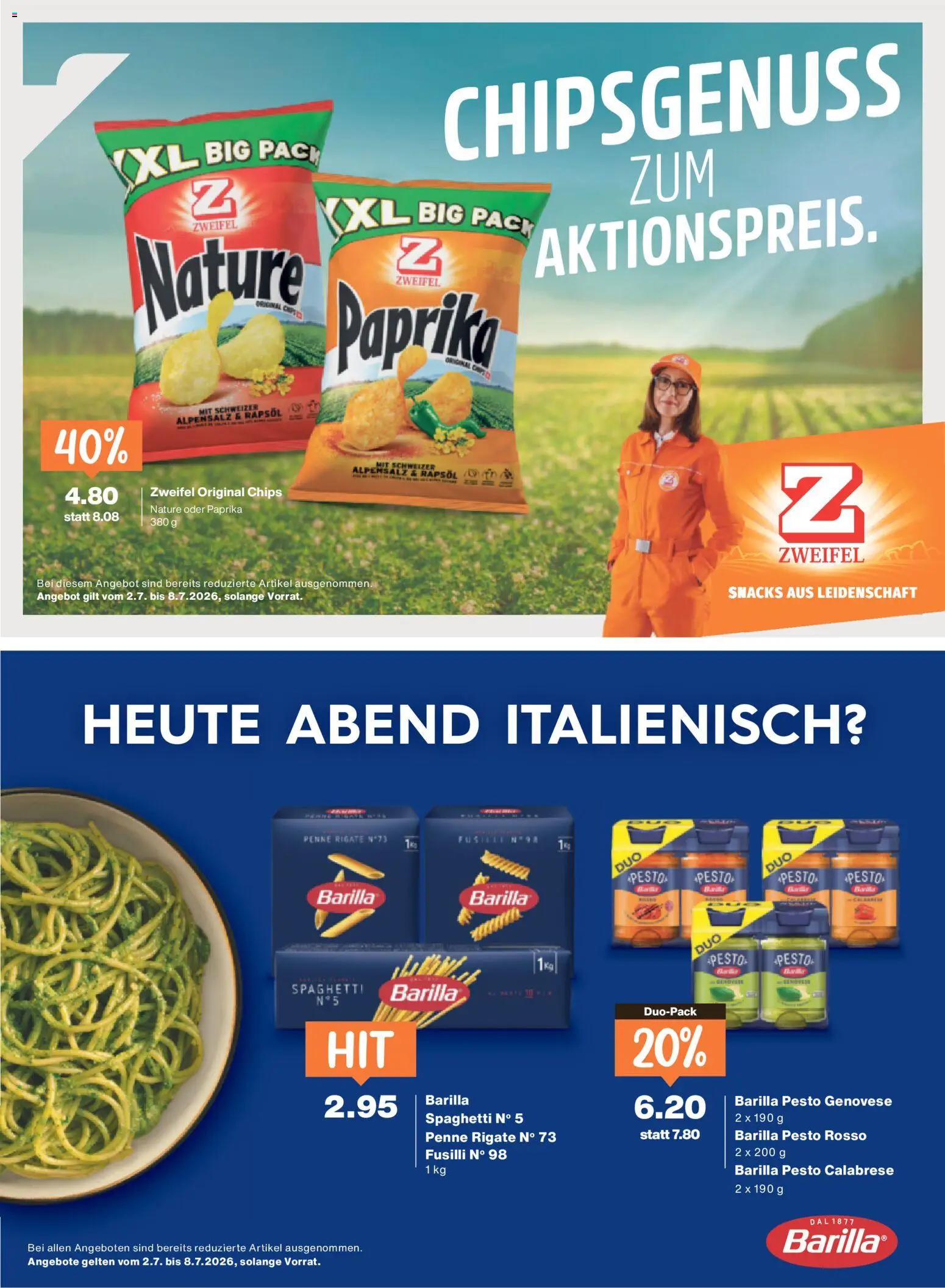 Migros aktionen Magazin – gültig ab 01.07.2026 | Seite: 47 | Produkte: Barilla, Rapsöl, Pasta, Chips